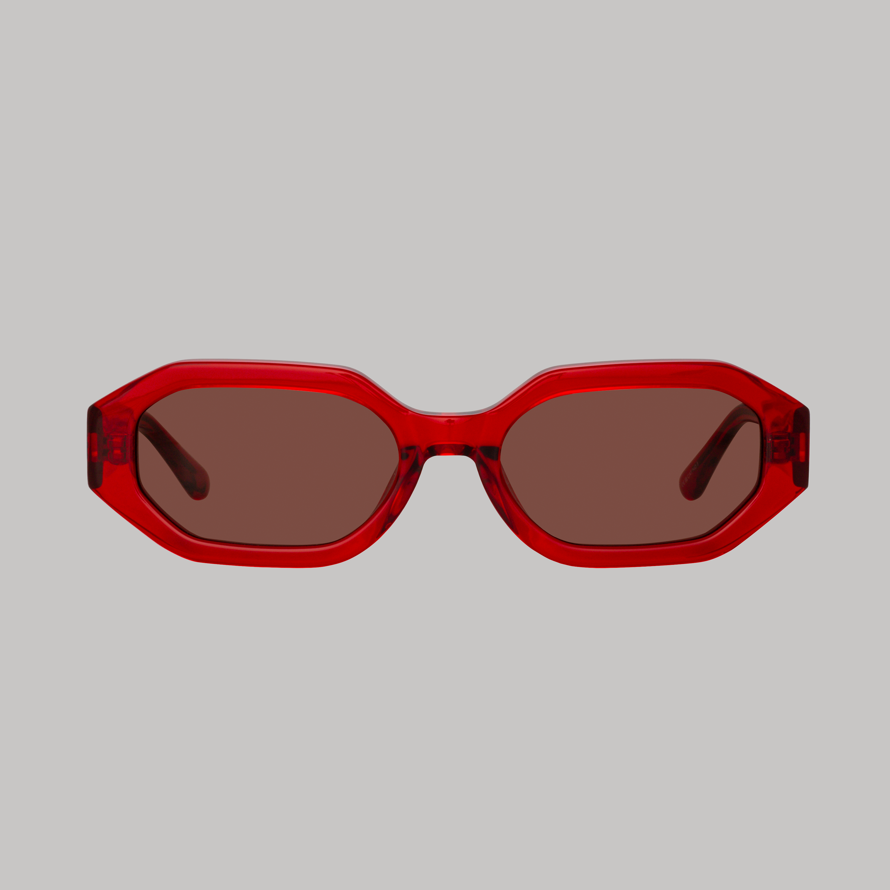 Irene Angular Sunglasses in Red and Brown
