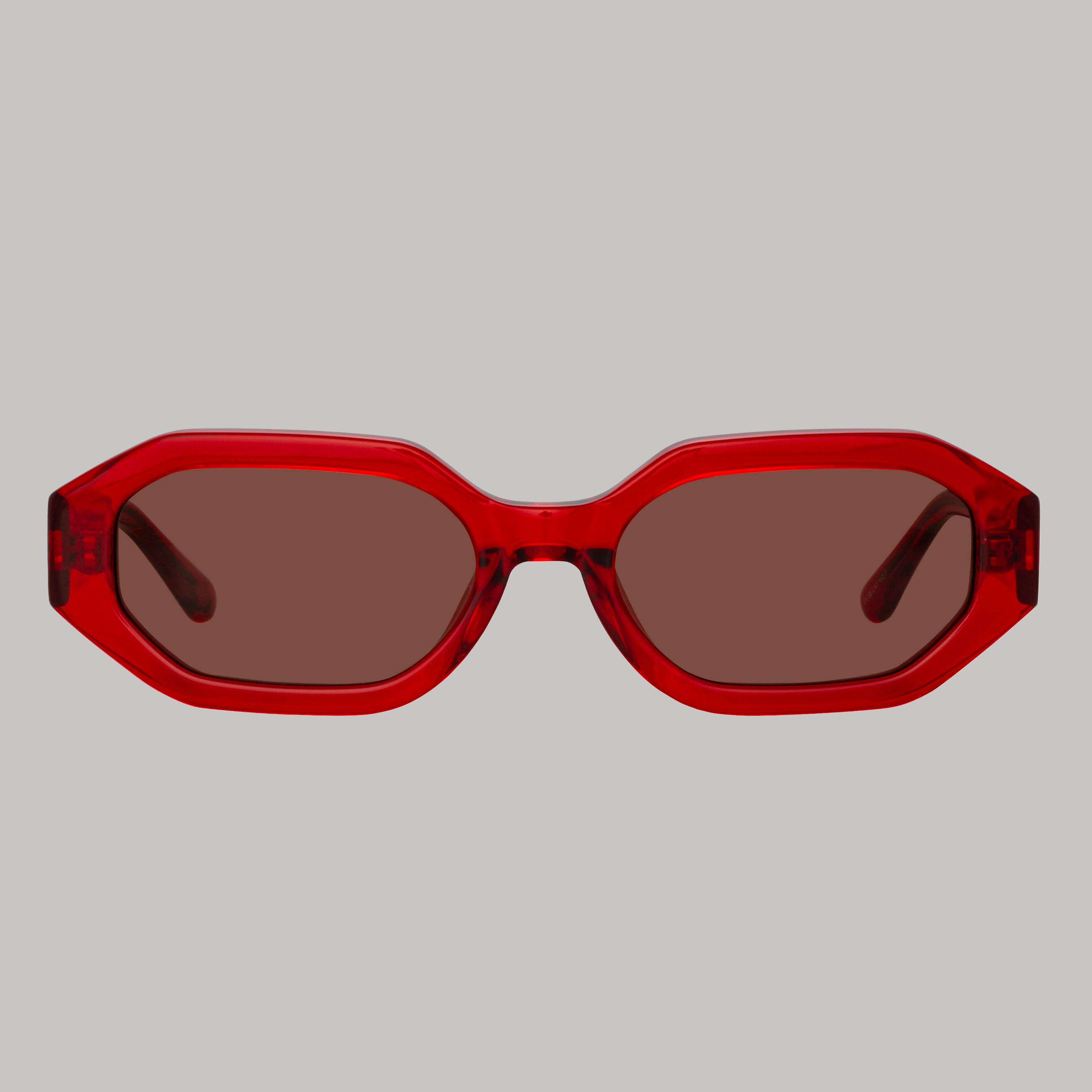 Irene Angular Sunglasses in Red and Brown