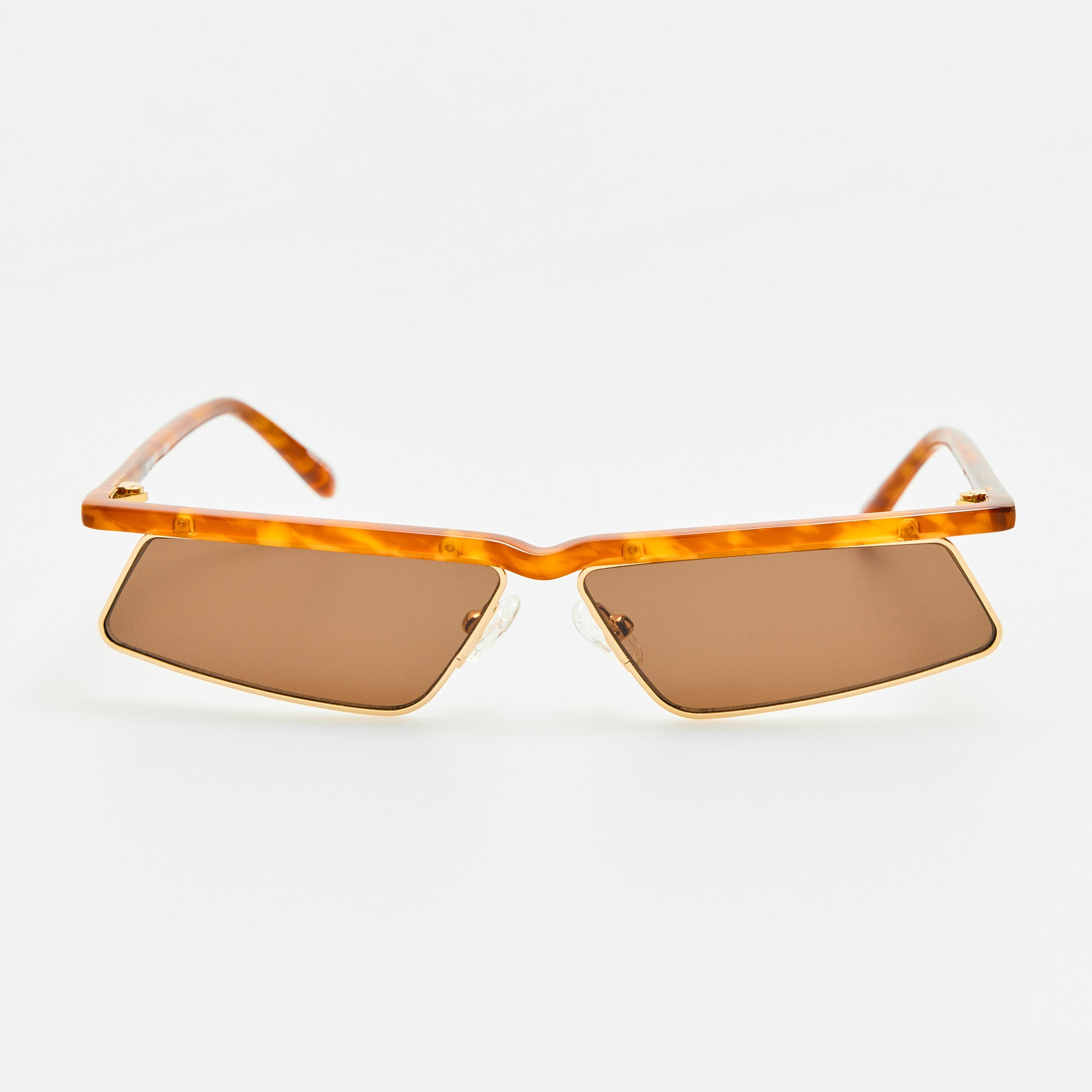 Aria Cat Eye Sunglasses in Yellow Gold and Brown