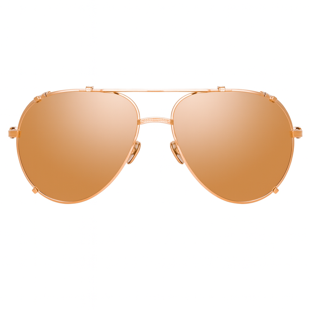 Newman Aviator Sunglasses in 18K Rose Gold