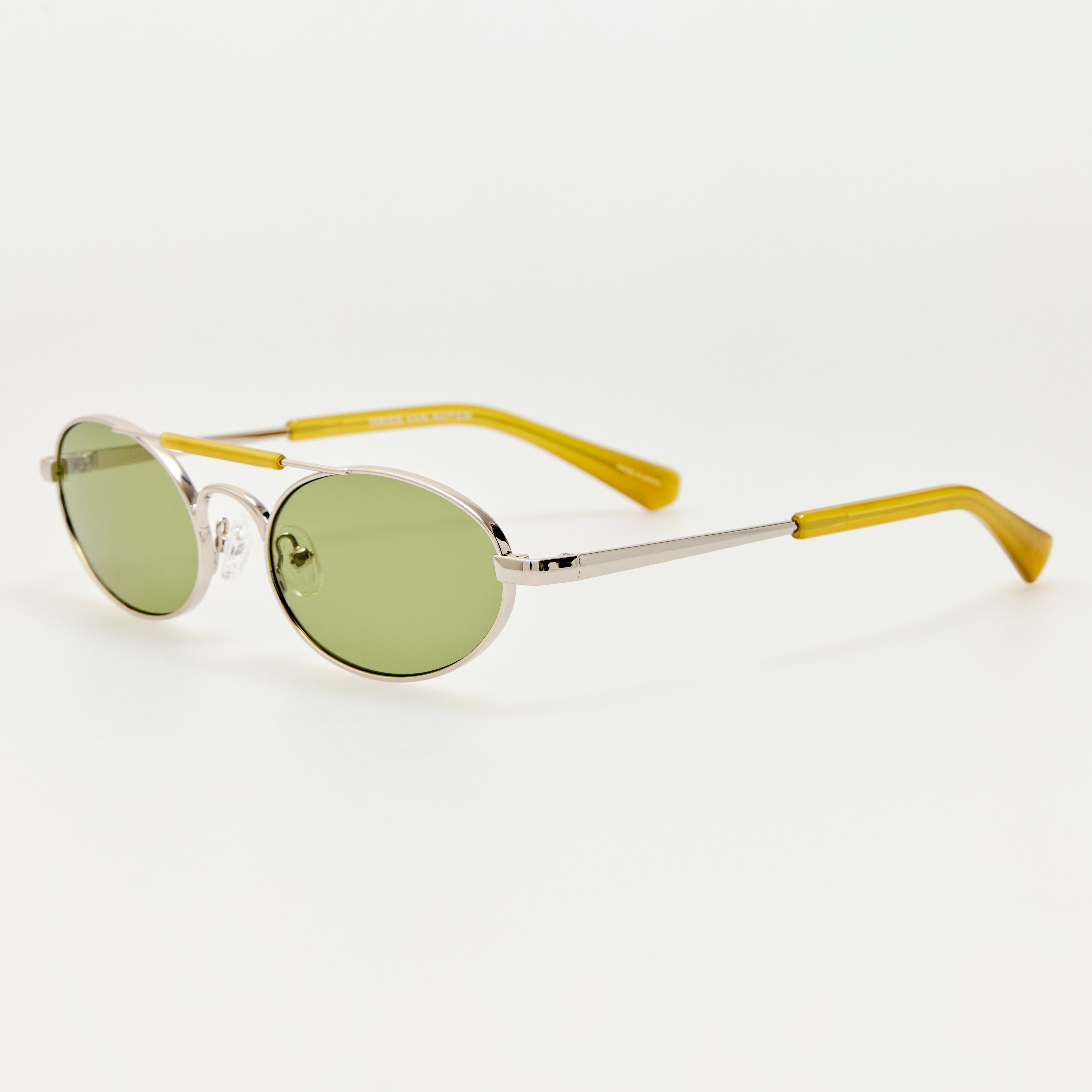 Oval Sunglasses in Silver and Green