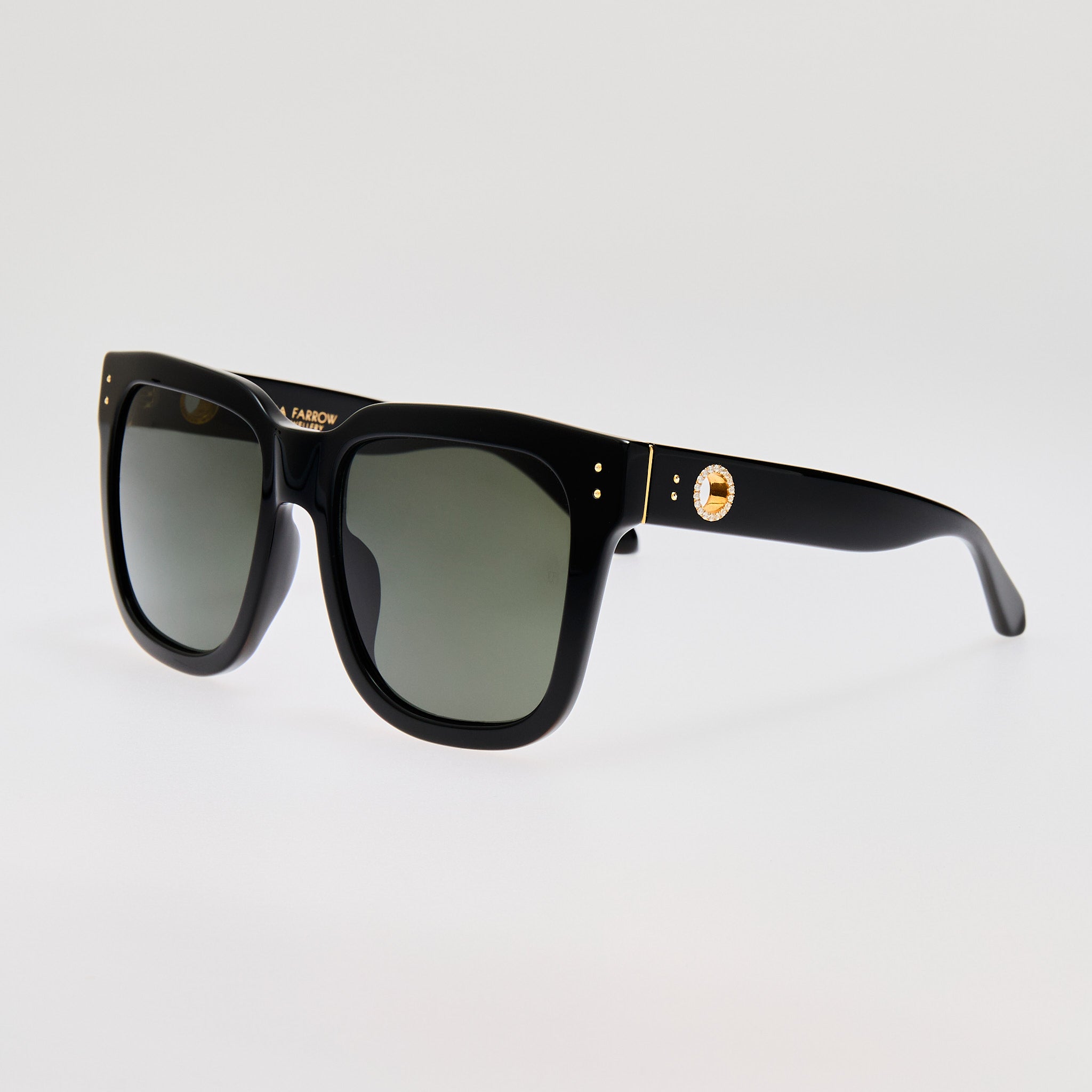 Freya Square Sunglasses in Black with Diamond