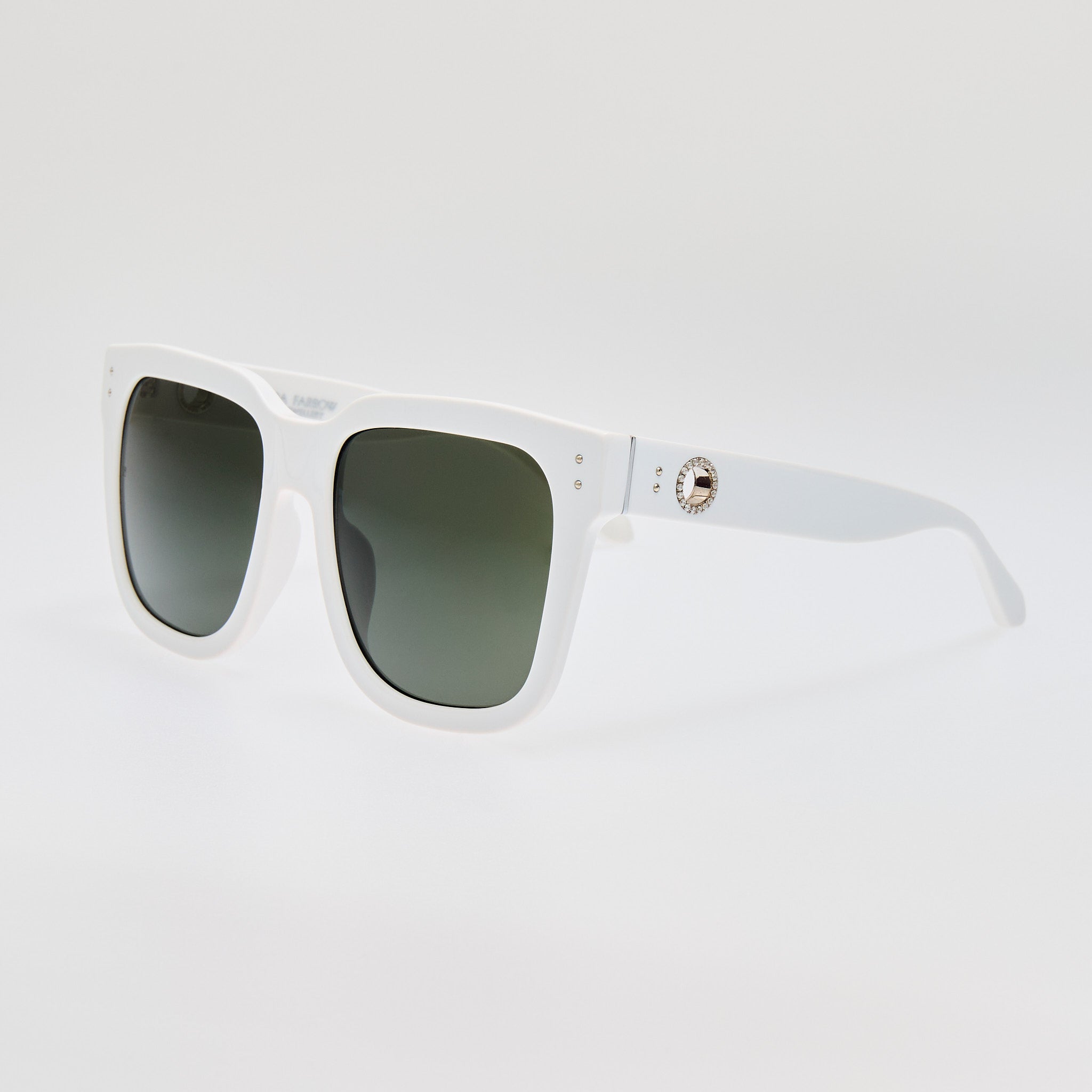 Freya Square Sunglasses in White with Diamond