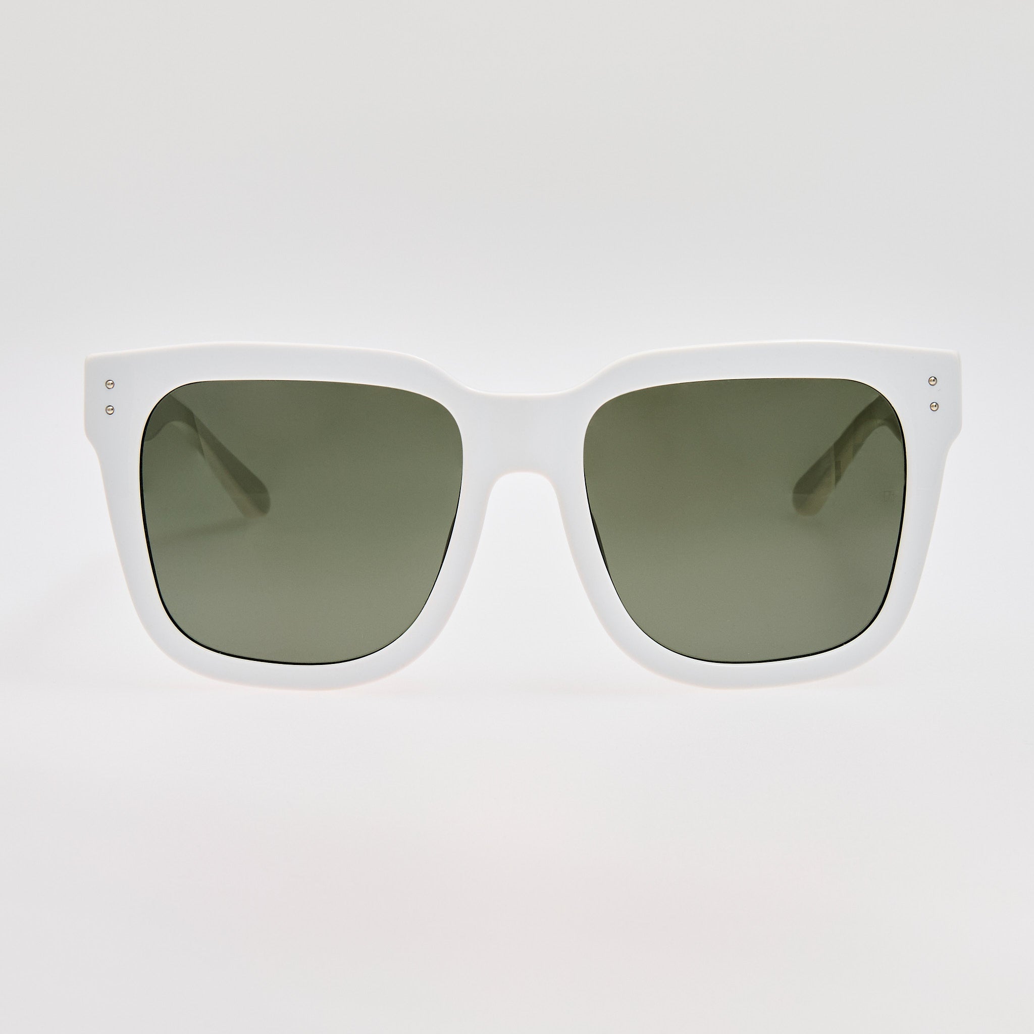 Freya Square Sunglasses in White with Diamond