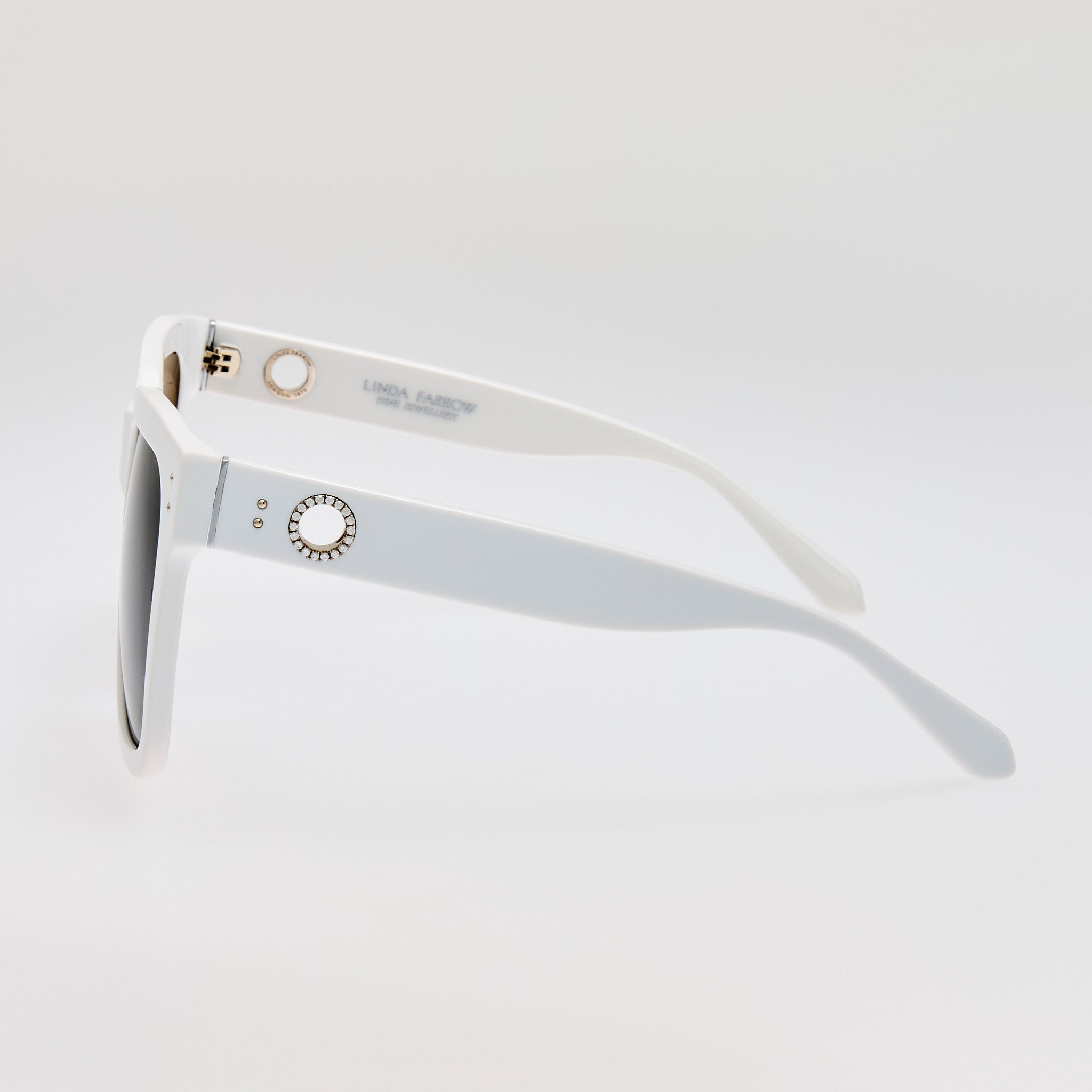Freya Square Sunglasses in White with Diamond