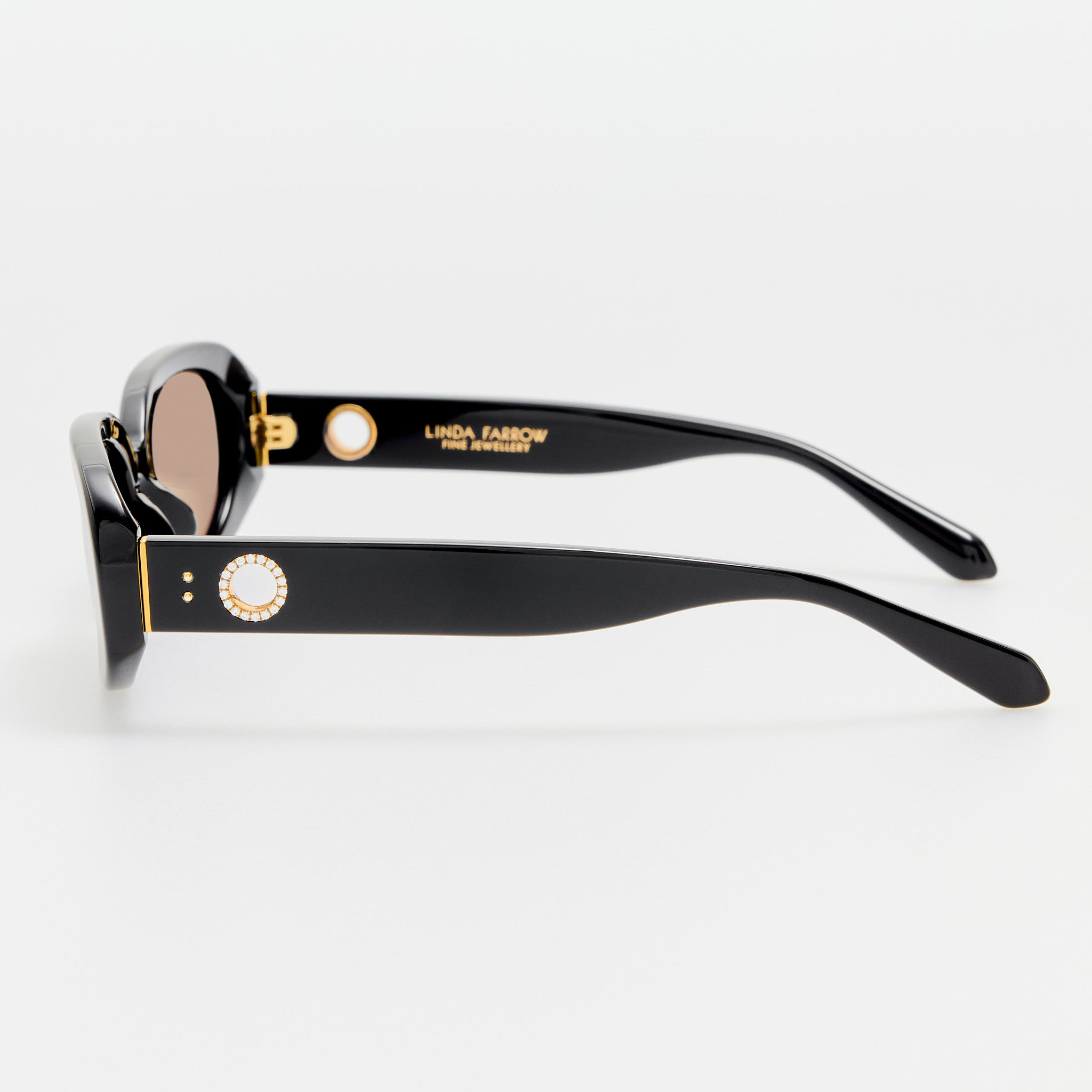 Cara Sunglasses in Black with Diamonds and 22K Gold
