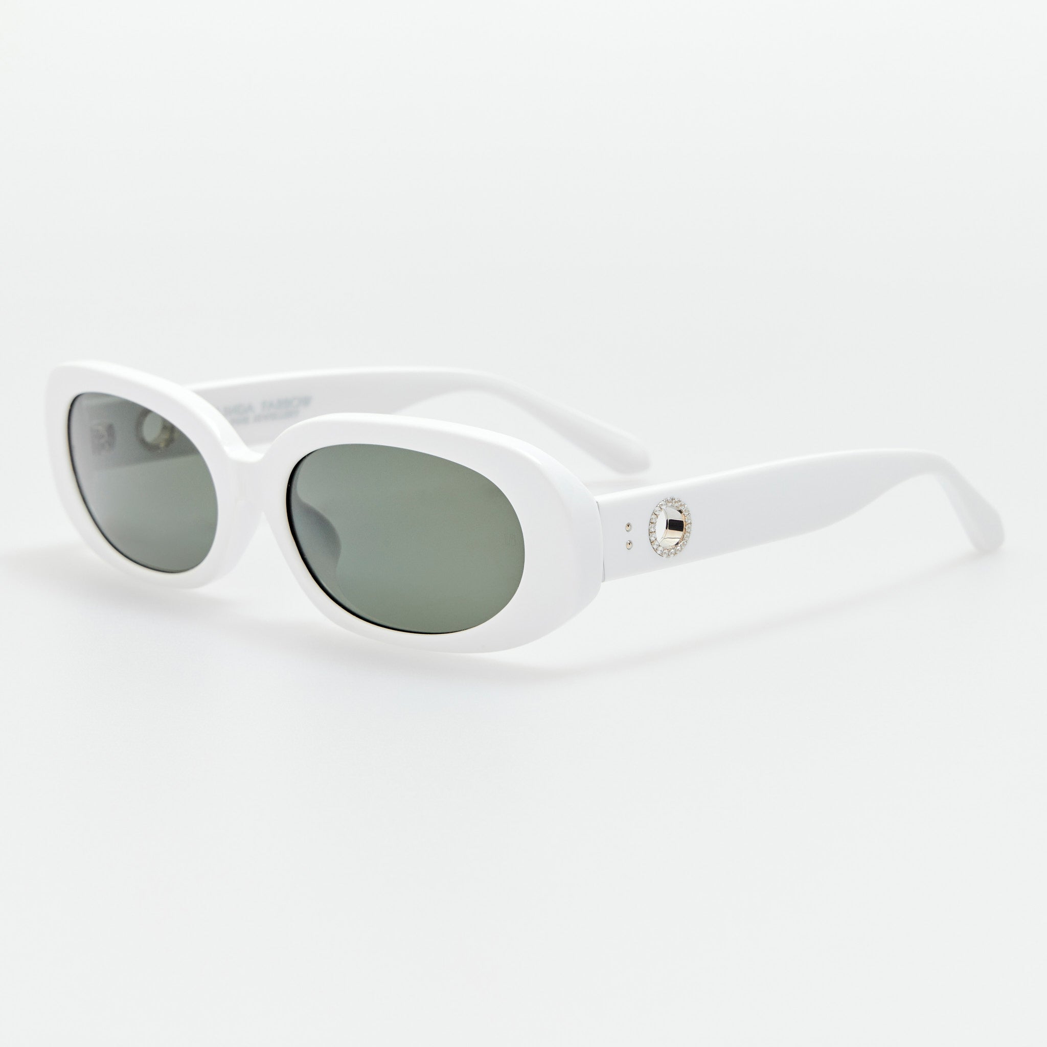 Cara Sunglasses in White with Diamonds and 22k Gold
