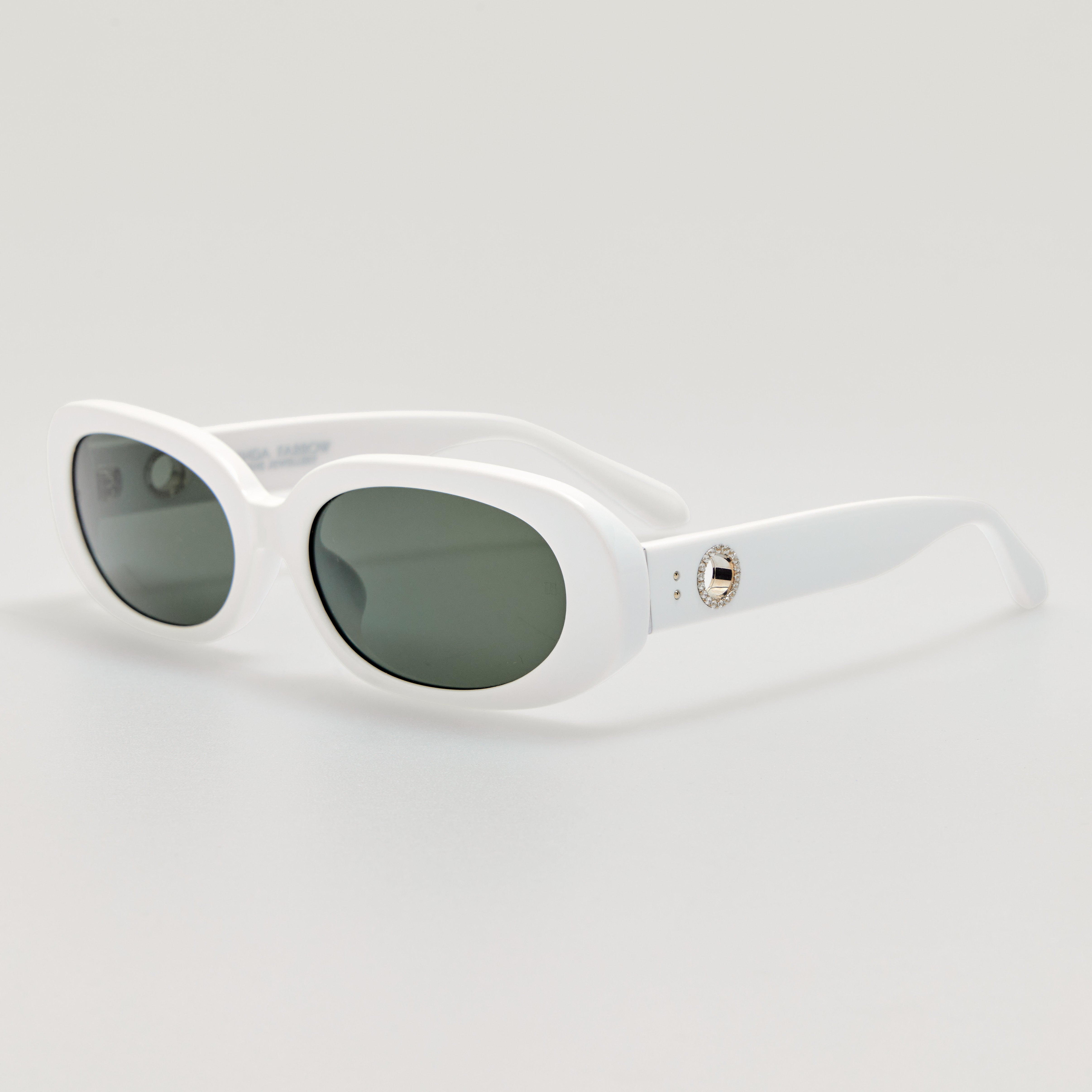 Cara Sunglasses in White with Diamonds and 22k Gold