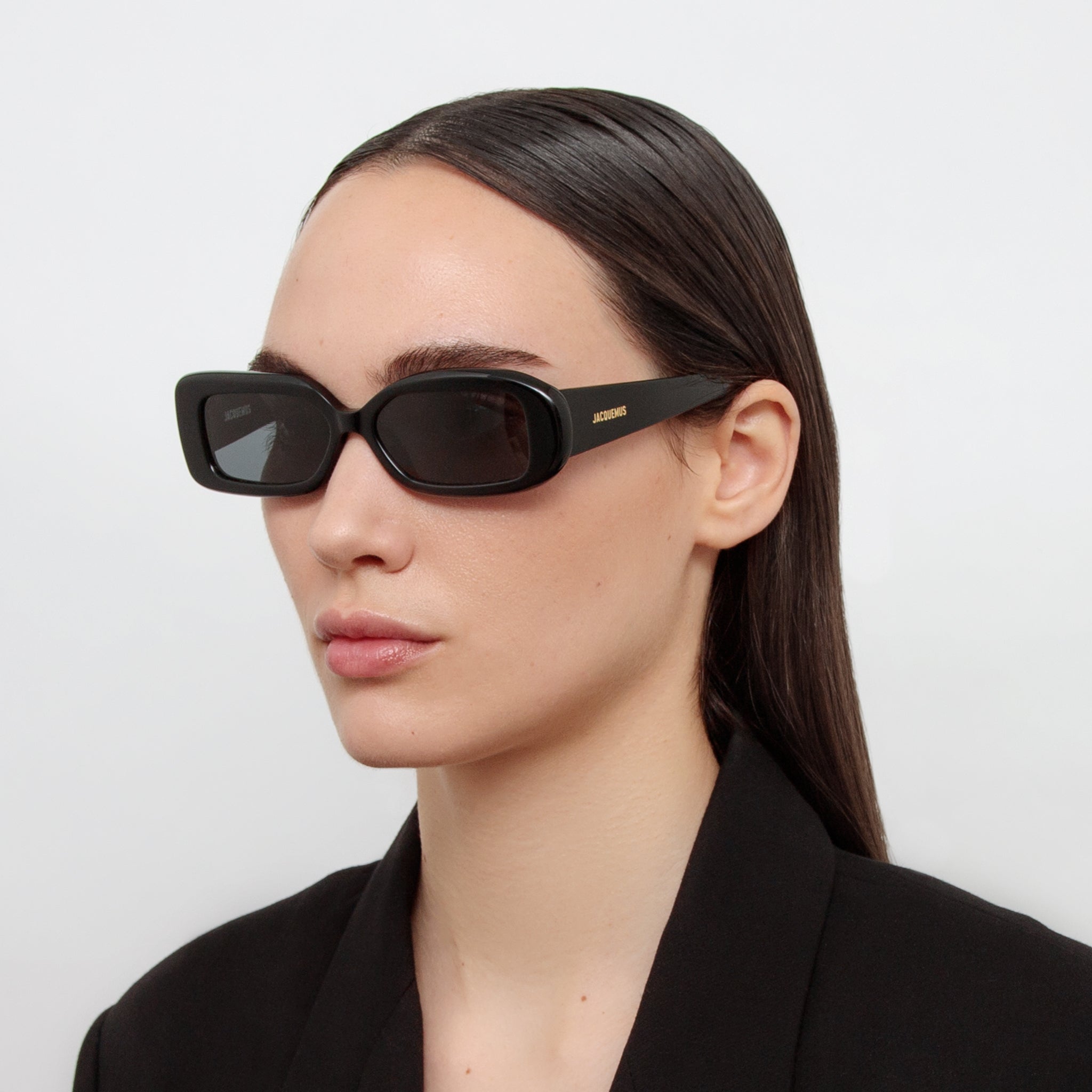 Rond Carre Rectangular Sunglasses in Black