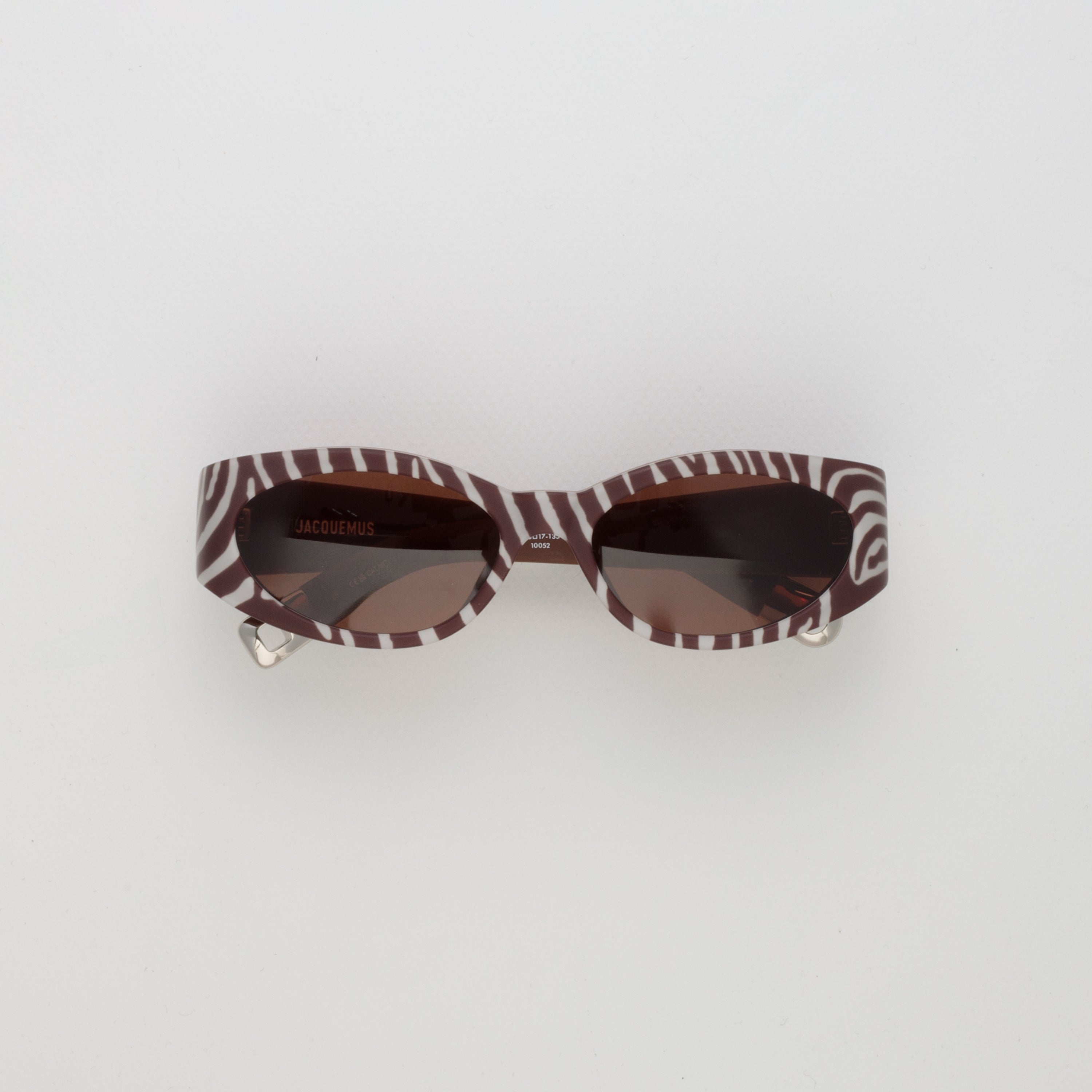 Ovalo Oval Sunglasses in Matt Brown and Zebra Print