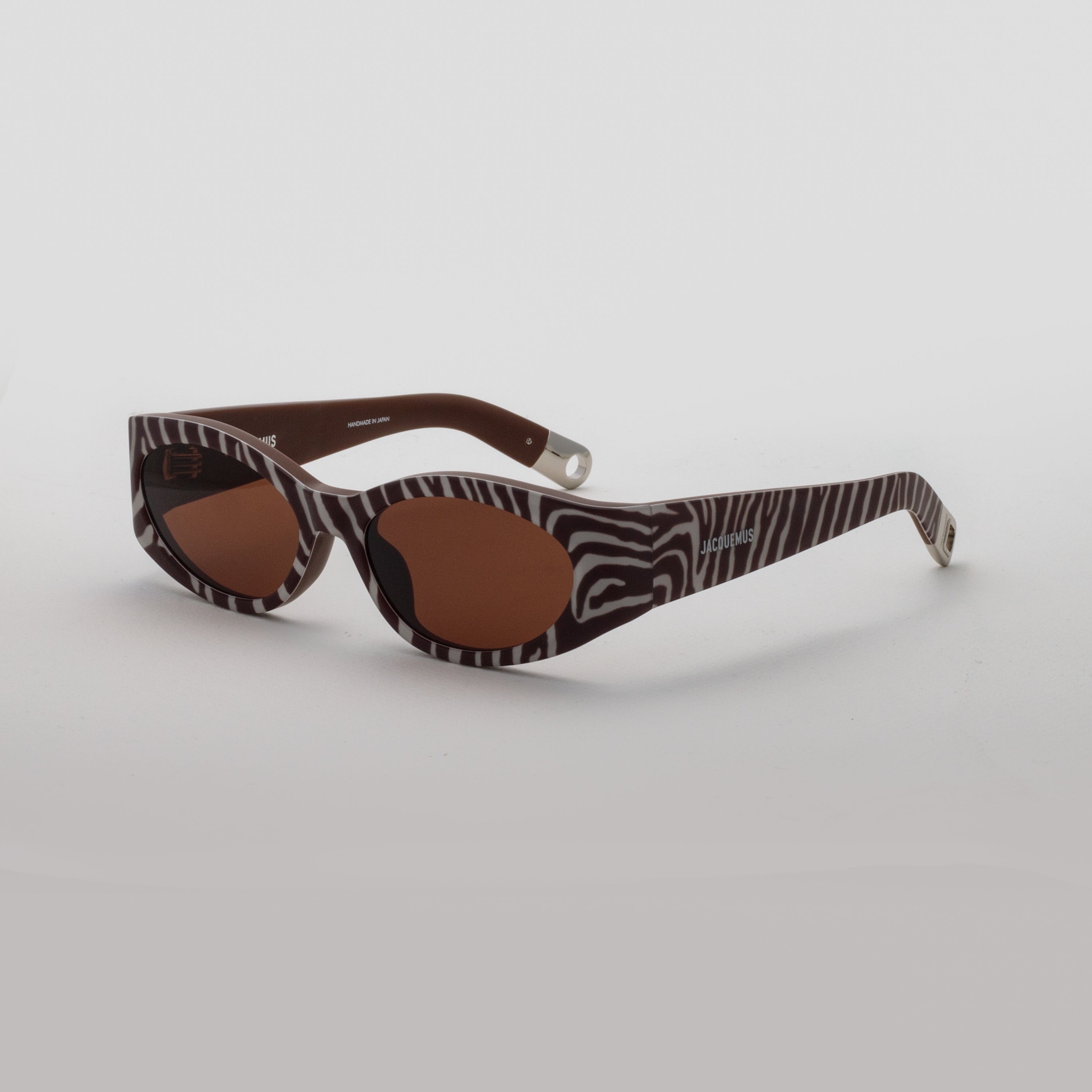 Ovalo Oval Sunglasses in Matt Brown and Zebra Print