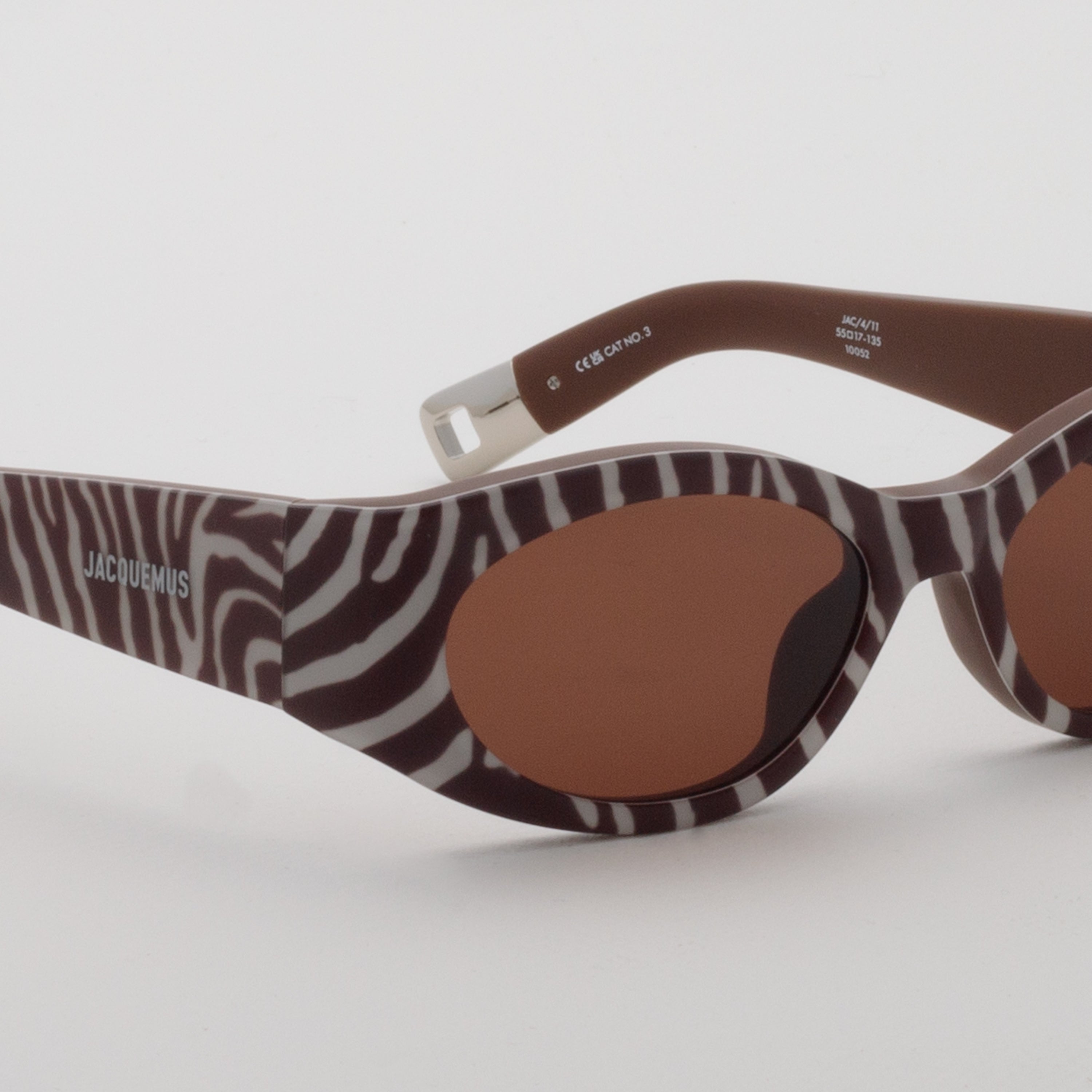 Ovalo Oval Sunglasses in Matt Brown and Zebra Print