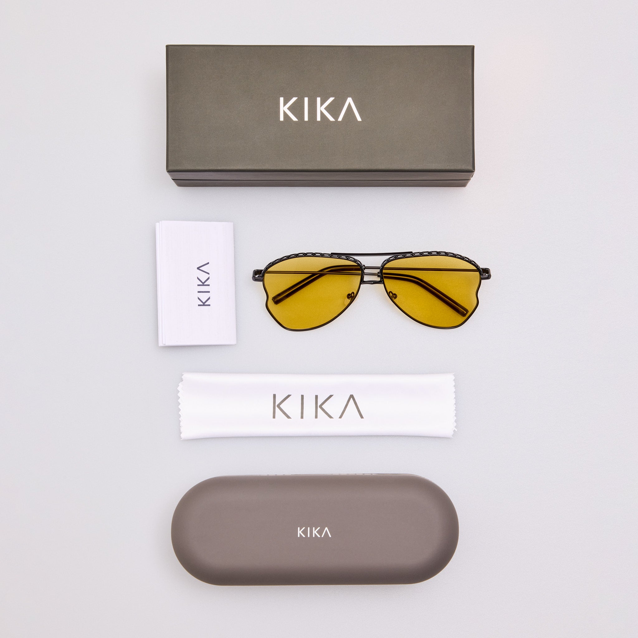 Kika Aviator Sunglasses in Yellow and Matt Black