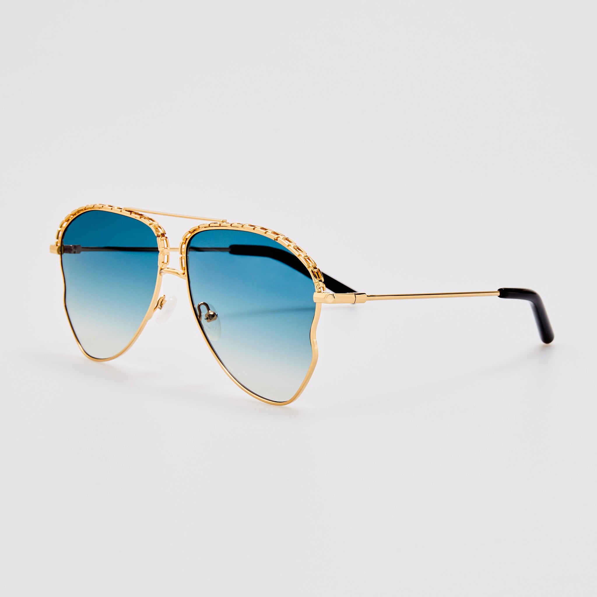 Kika Aviator Sunglasses in Aqua and Gold