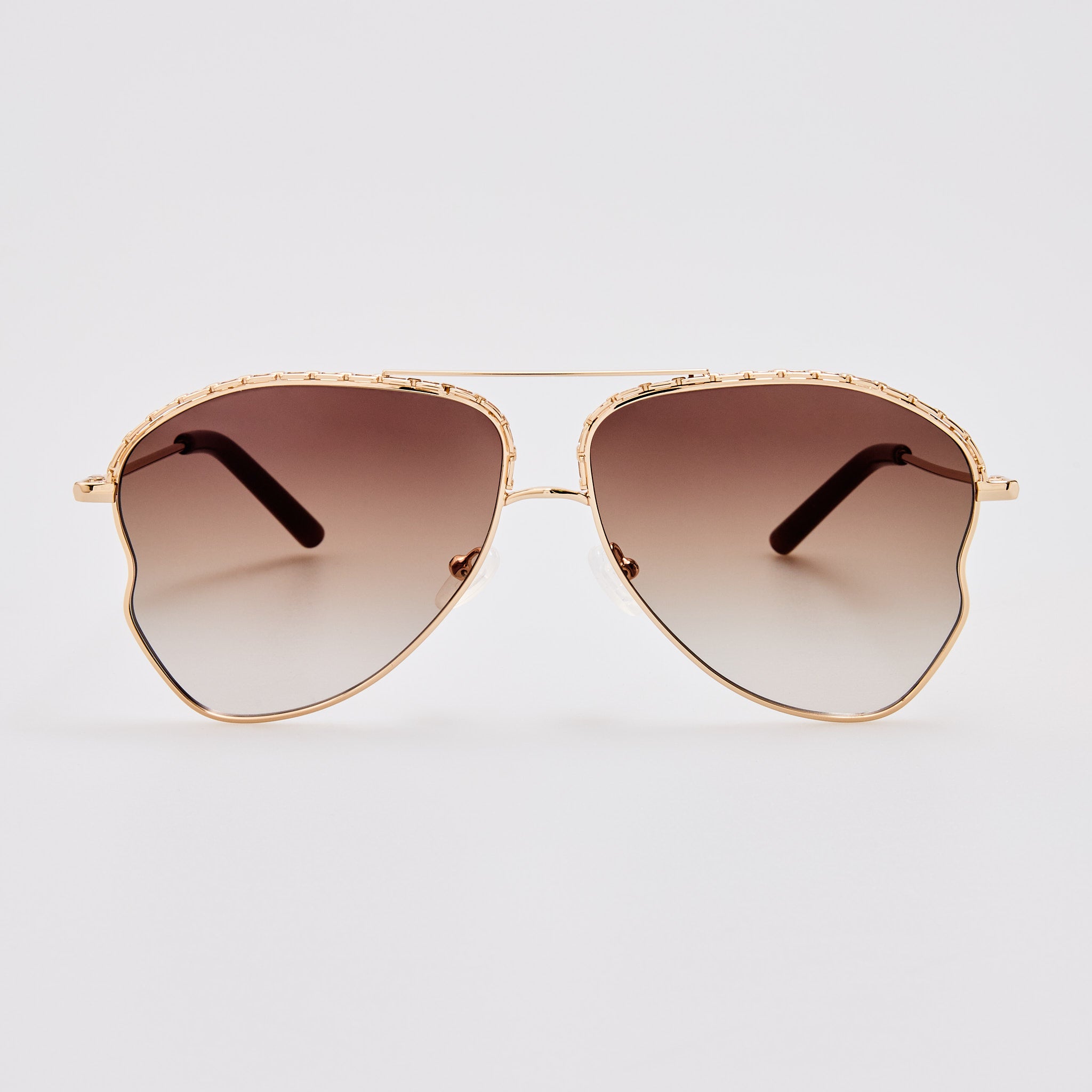 Kika Aviator Sunglasses in Mocha and Rose Gold