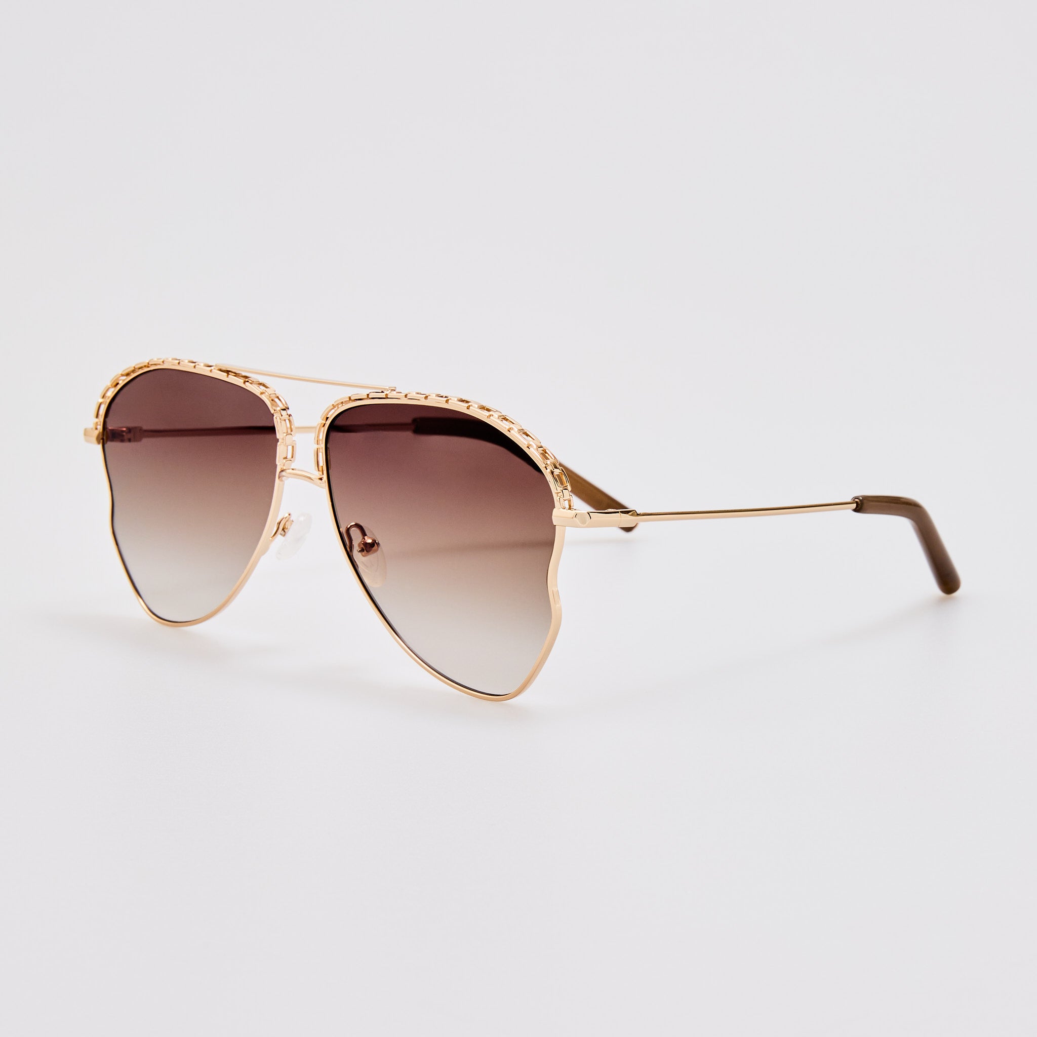 Kika Aviator Sunglasses in Mocha and Rose Gold