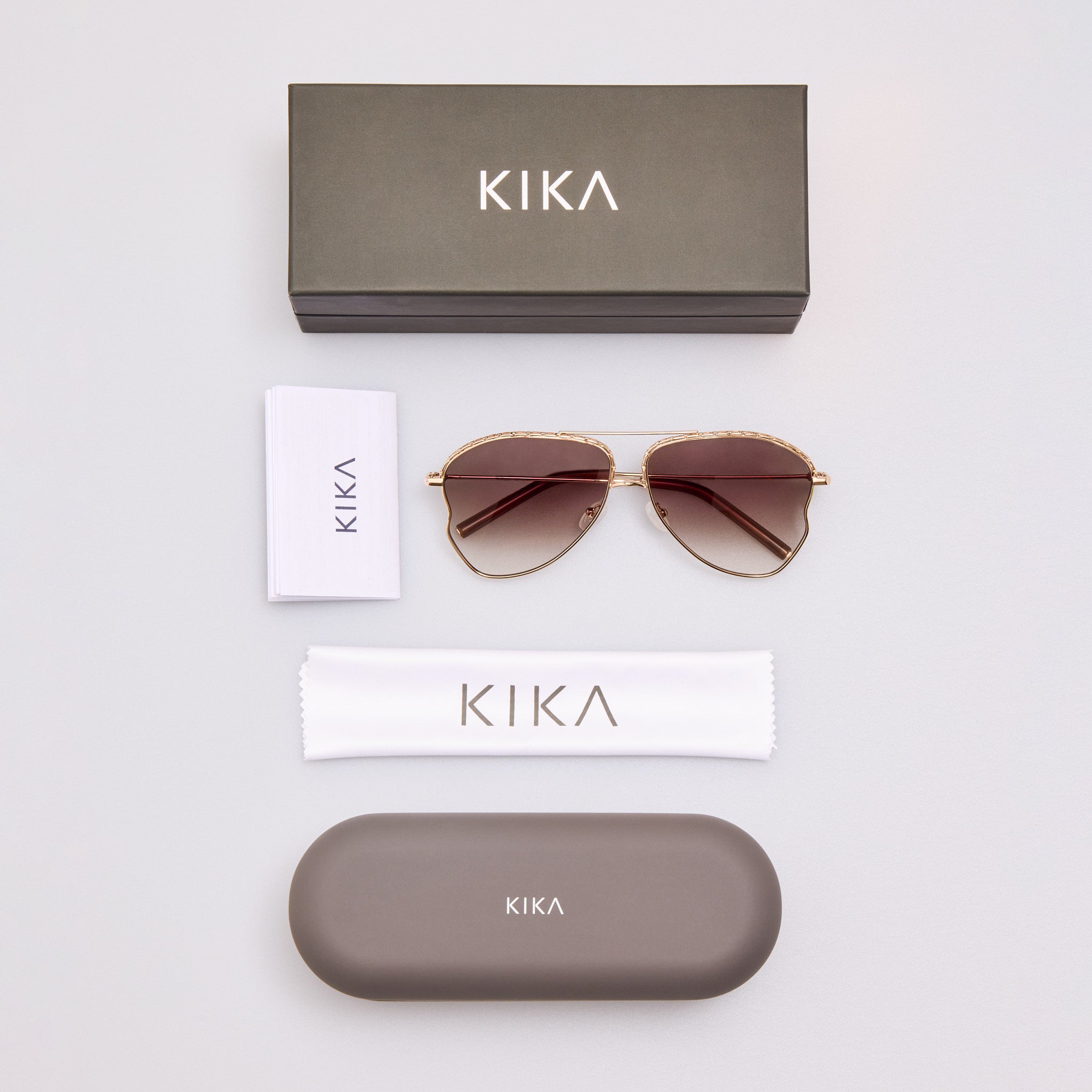 Kika Aviator Sunglasses in Mocha and Rose Gold