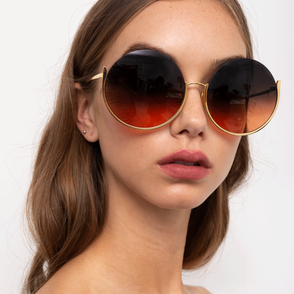 Olivia Round Sunglasses in 22K Yellow Gold