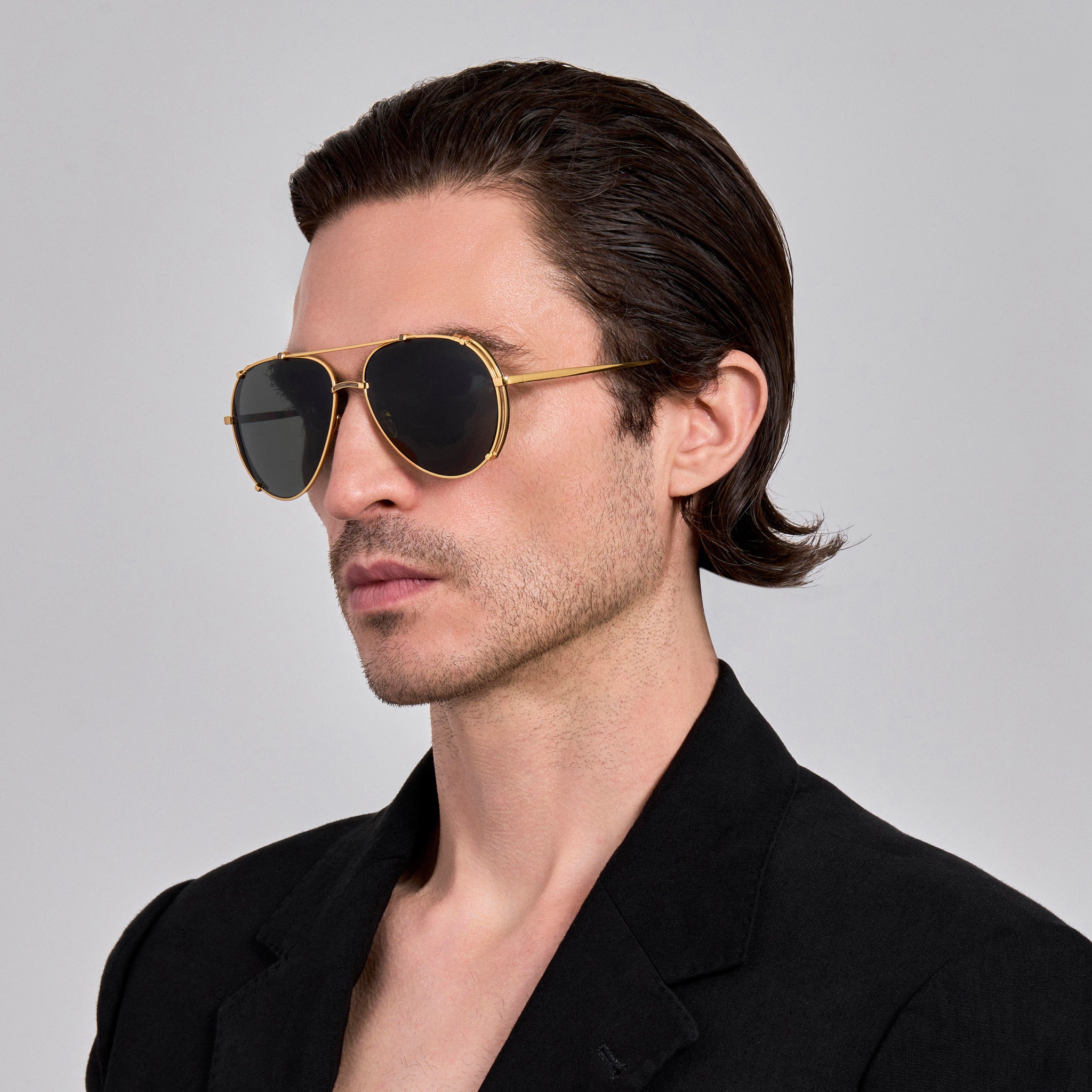 Newman Sunglasses in 22K Gold and Grey