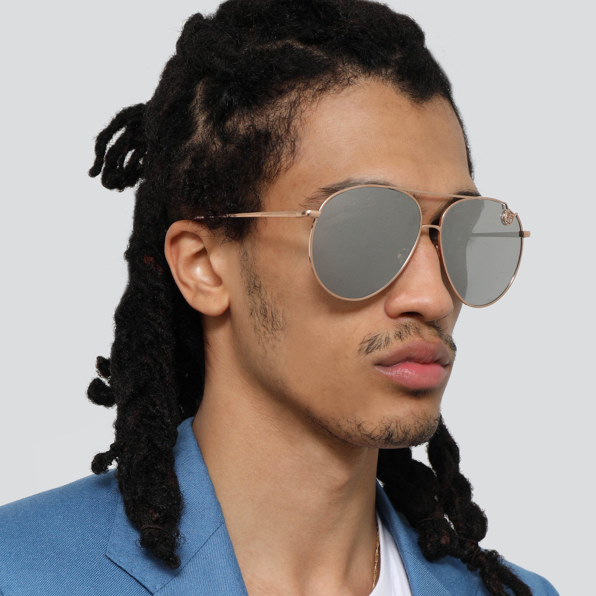 Joni Sunglasses in 18K Rose Gold and Platinum Lenses