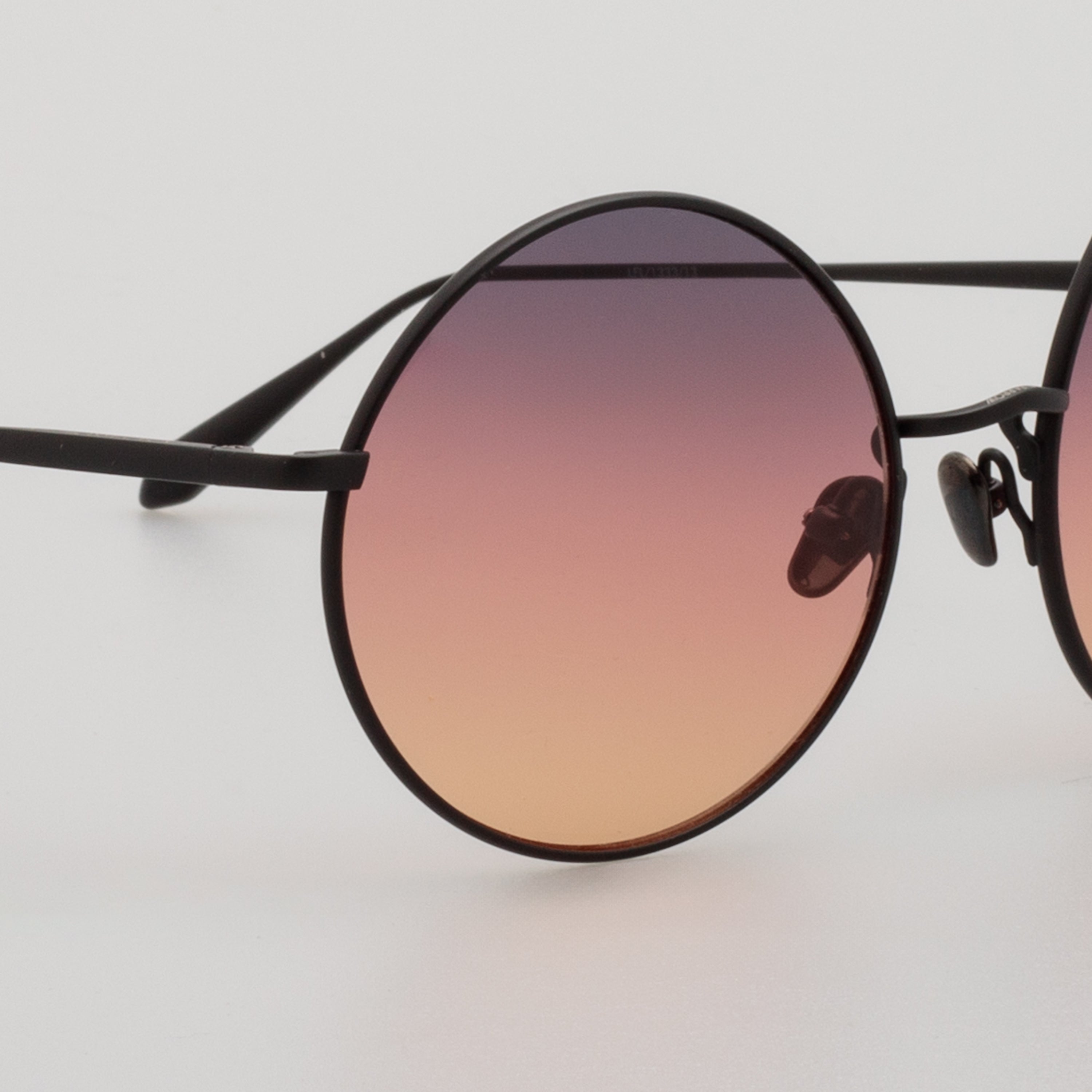 Bea Round Sunglasses in Matt Nickel and Sunset Lenses