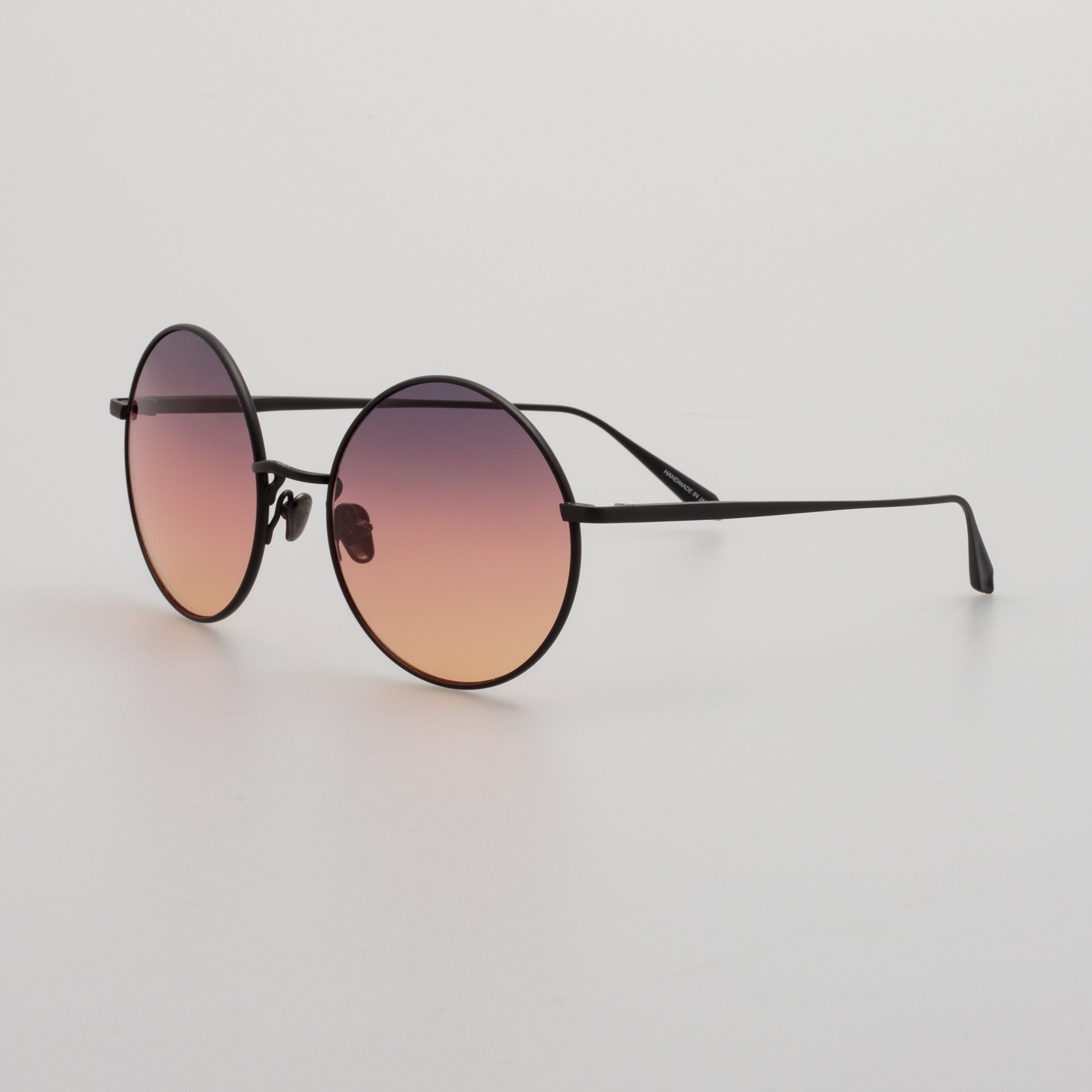 Bea Round Sunglasses in Matt Nickel and Sunset Lenses