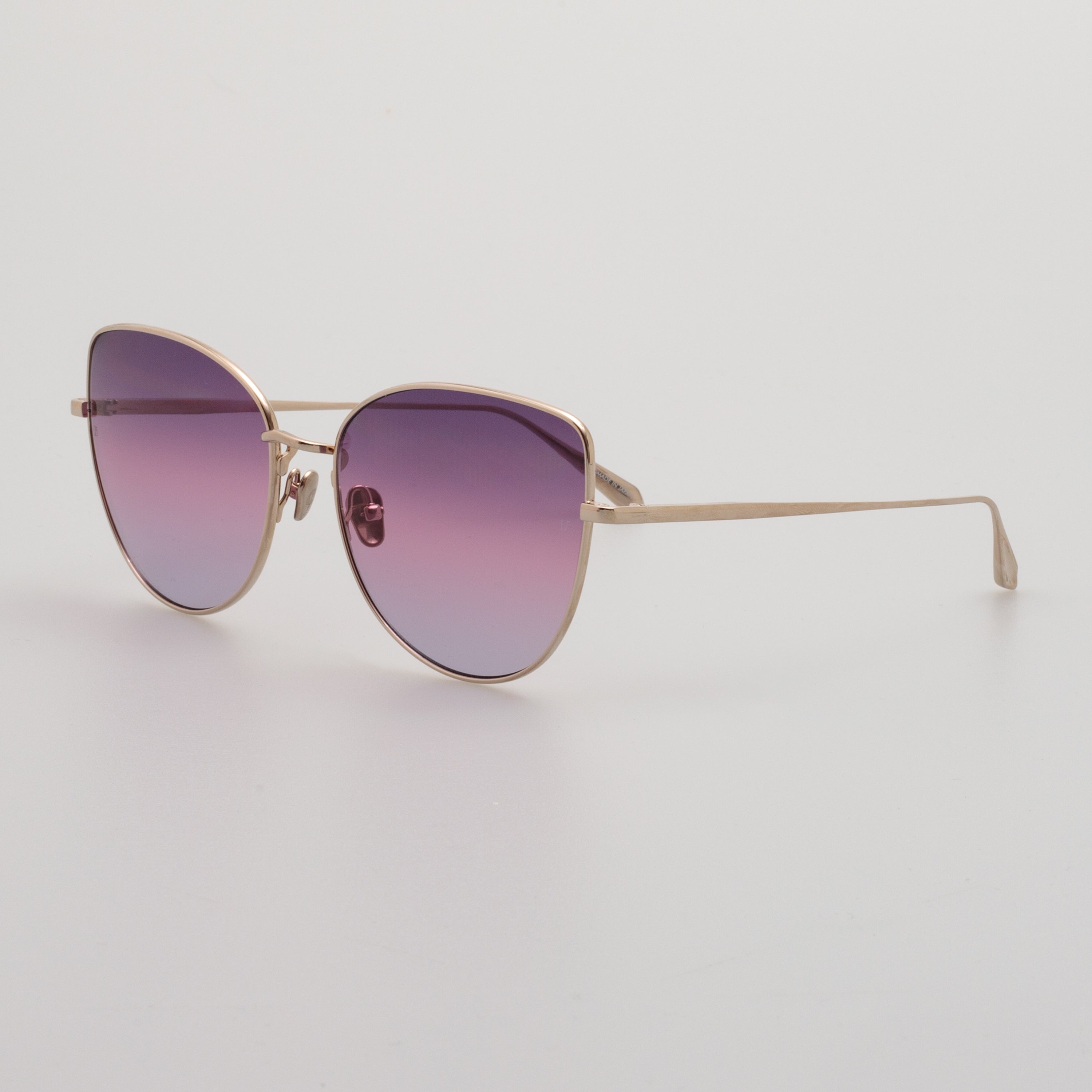 Eloise Cat Eye Sunglasses in 22K Light Gold and Purple