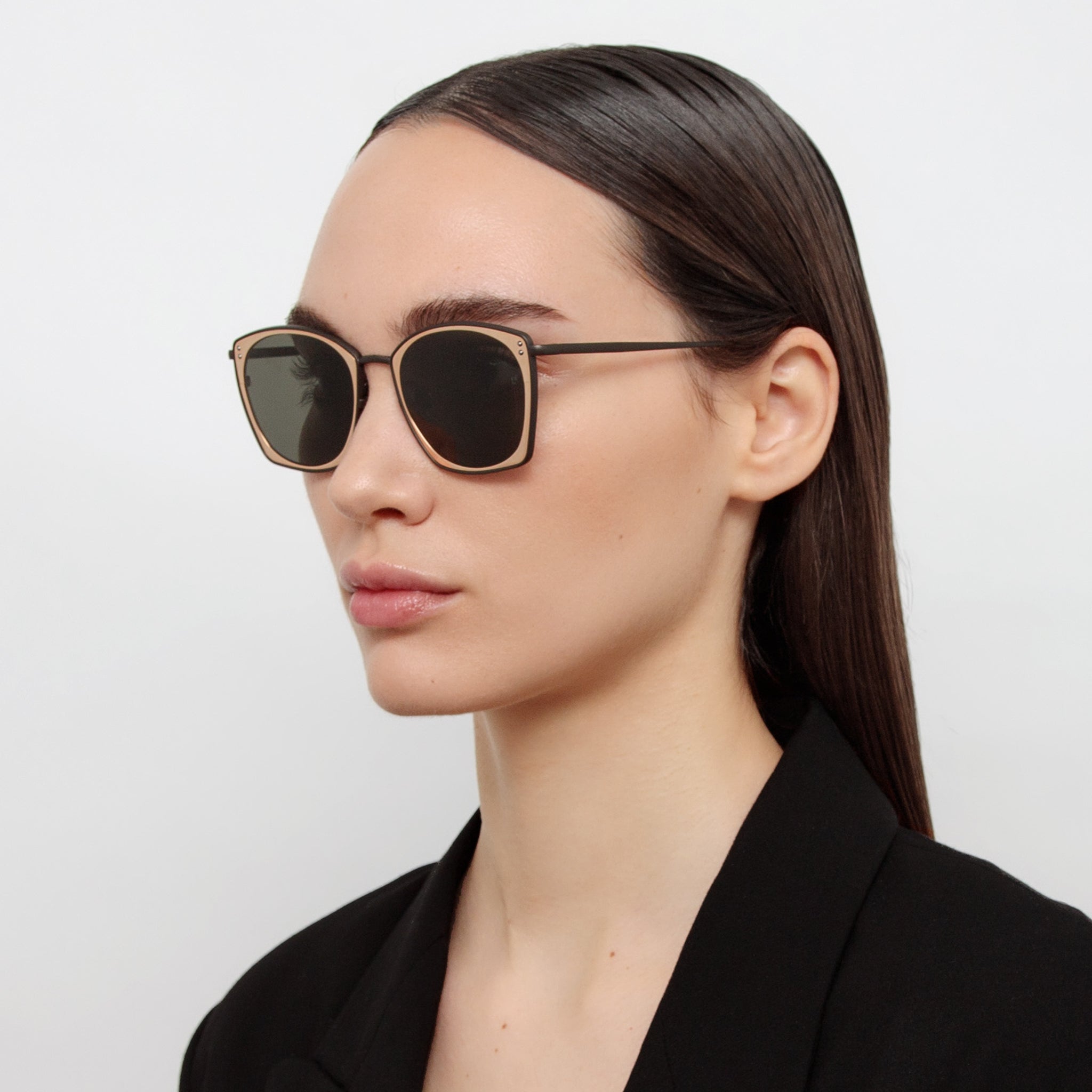 Milo Square Sunglasses in Nickel and 18K Rose Gold