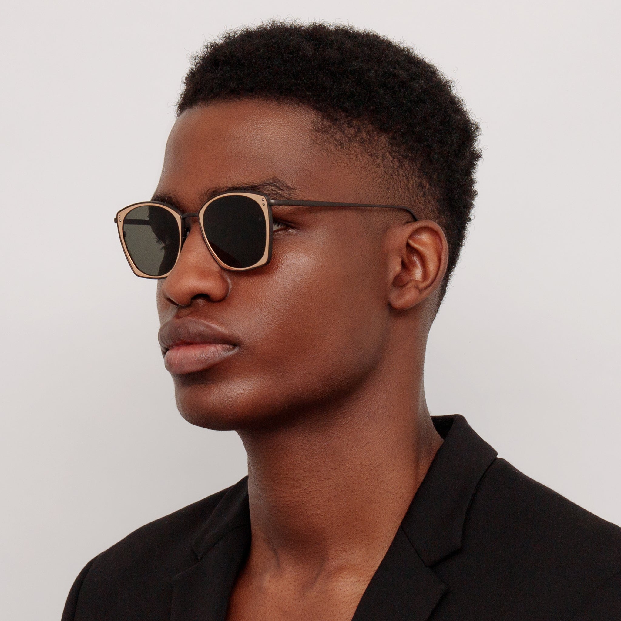 Milo Square Sunglasses in Nickel and 18K Rose Gold