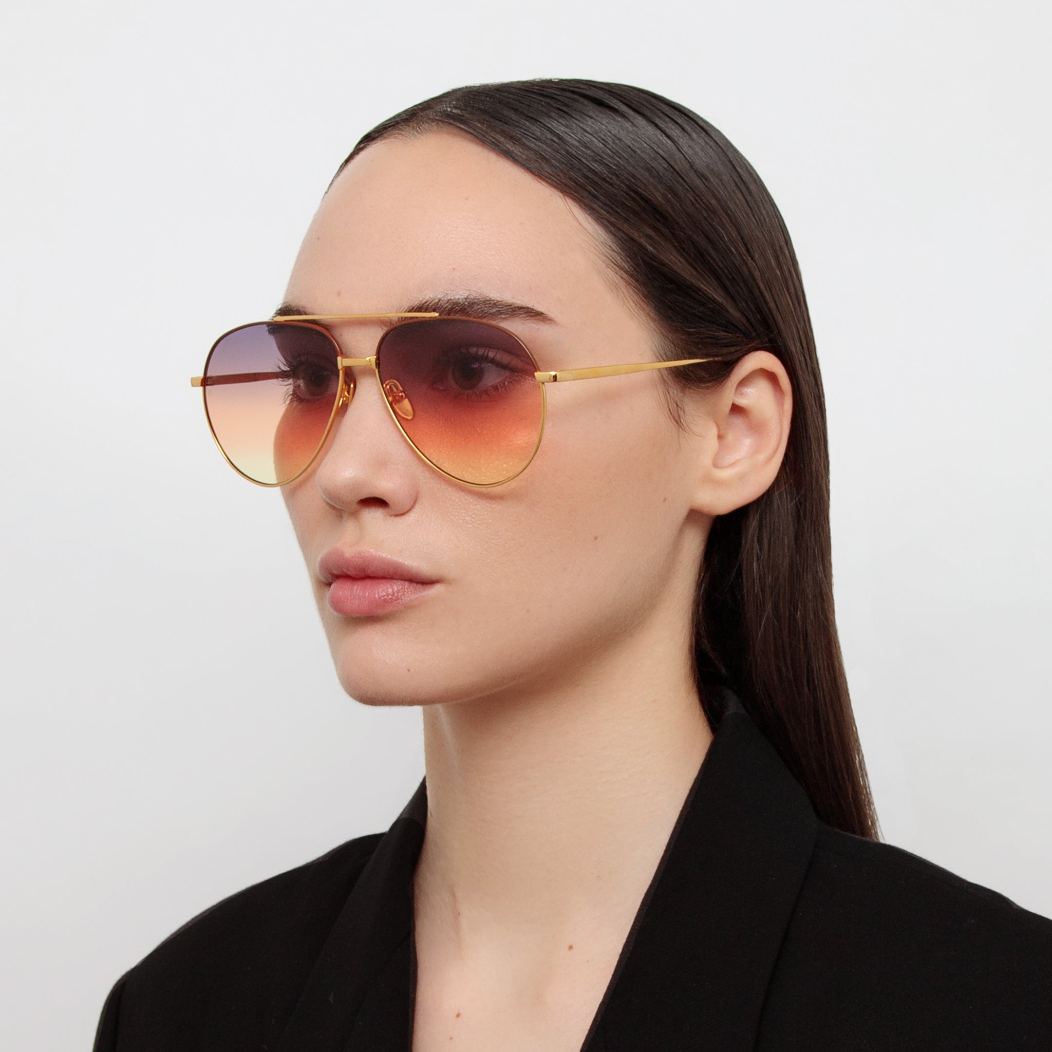 Marcelo Sunglasses in 22K Gold and Sunset Gradient