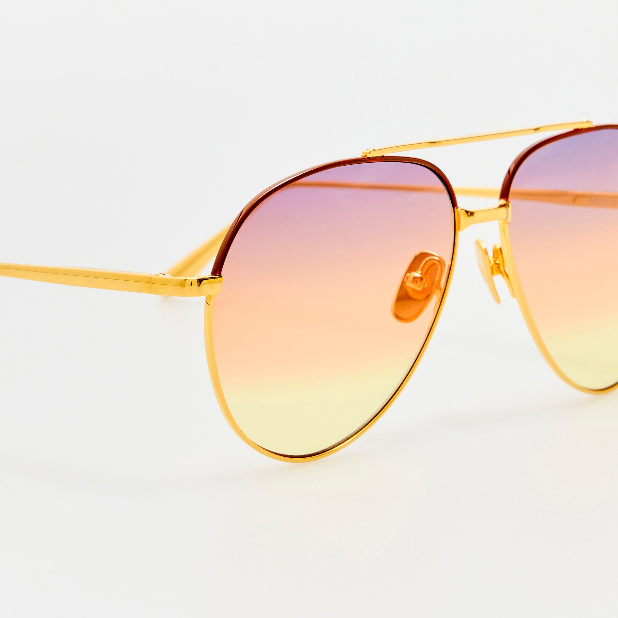 Marcelo Sunglasses in 22K Gold and Sunset Gradient