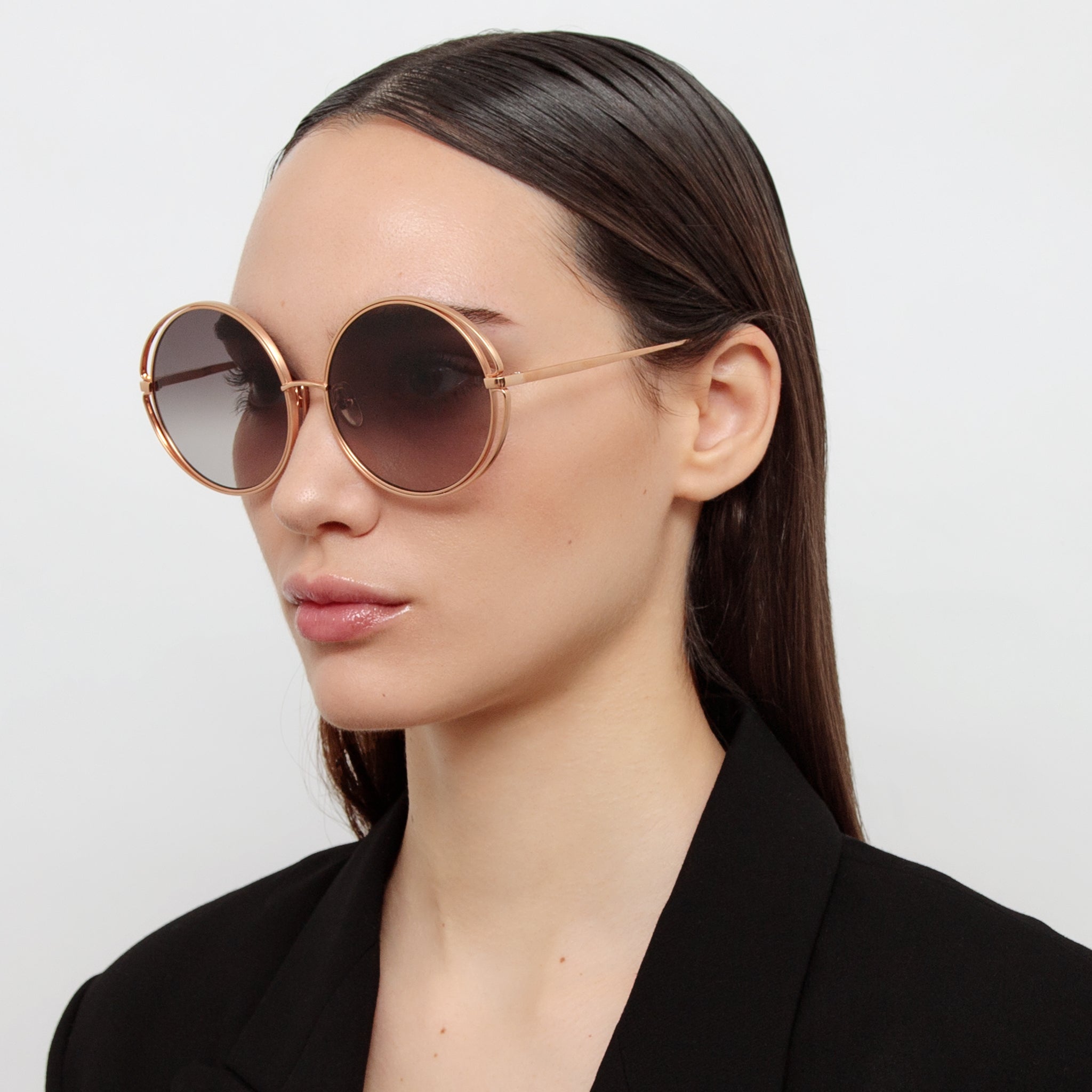 Selene Round Sunglasses in 18K Rose Gold