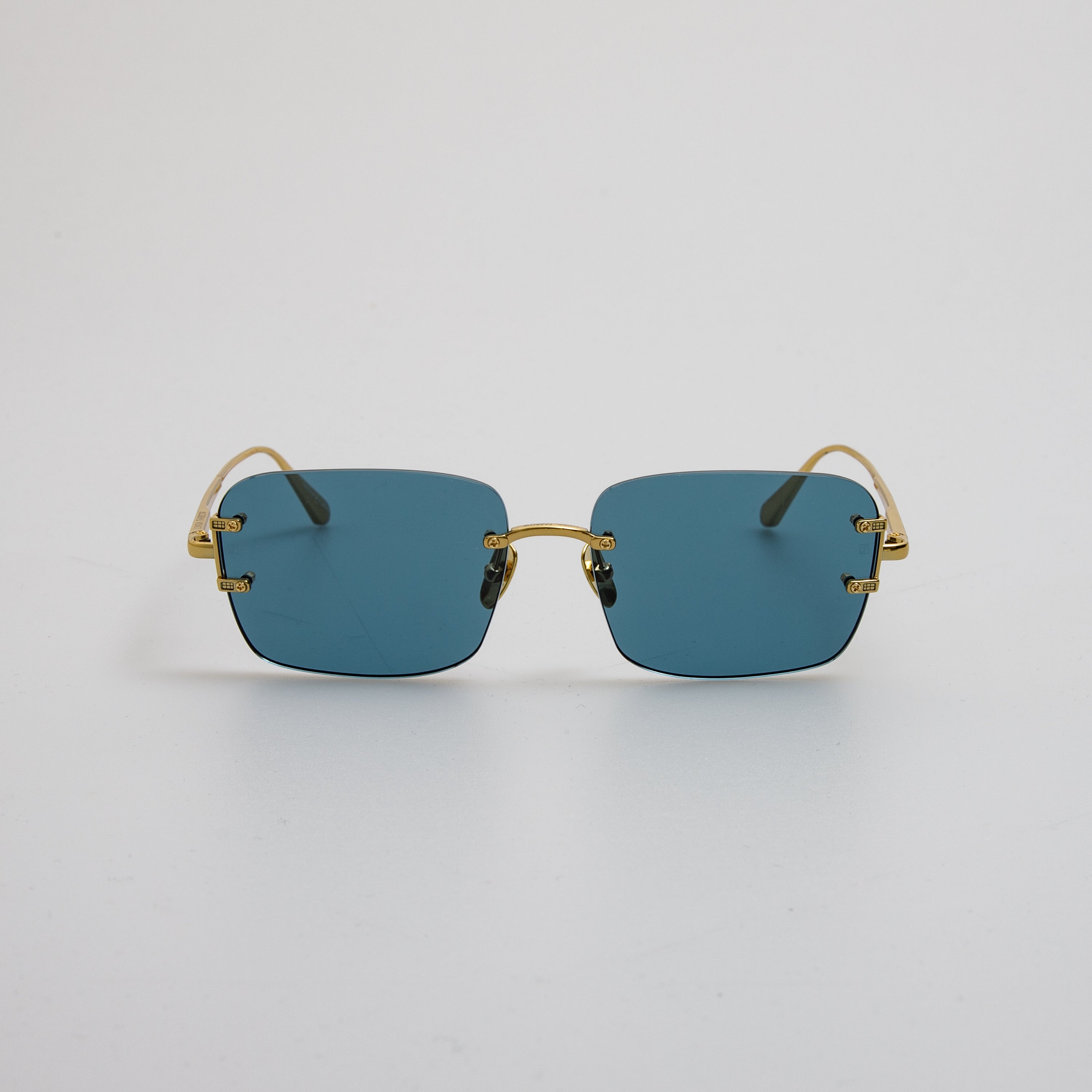 Sasha Square Sunglasses in 22K Yellow Gold and Acqua