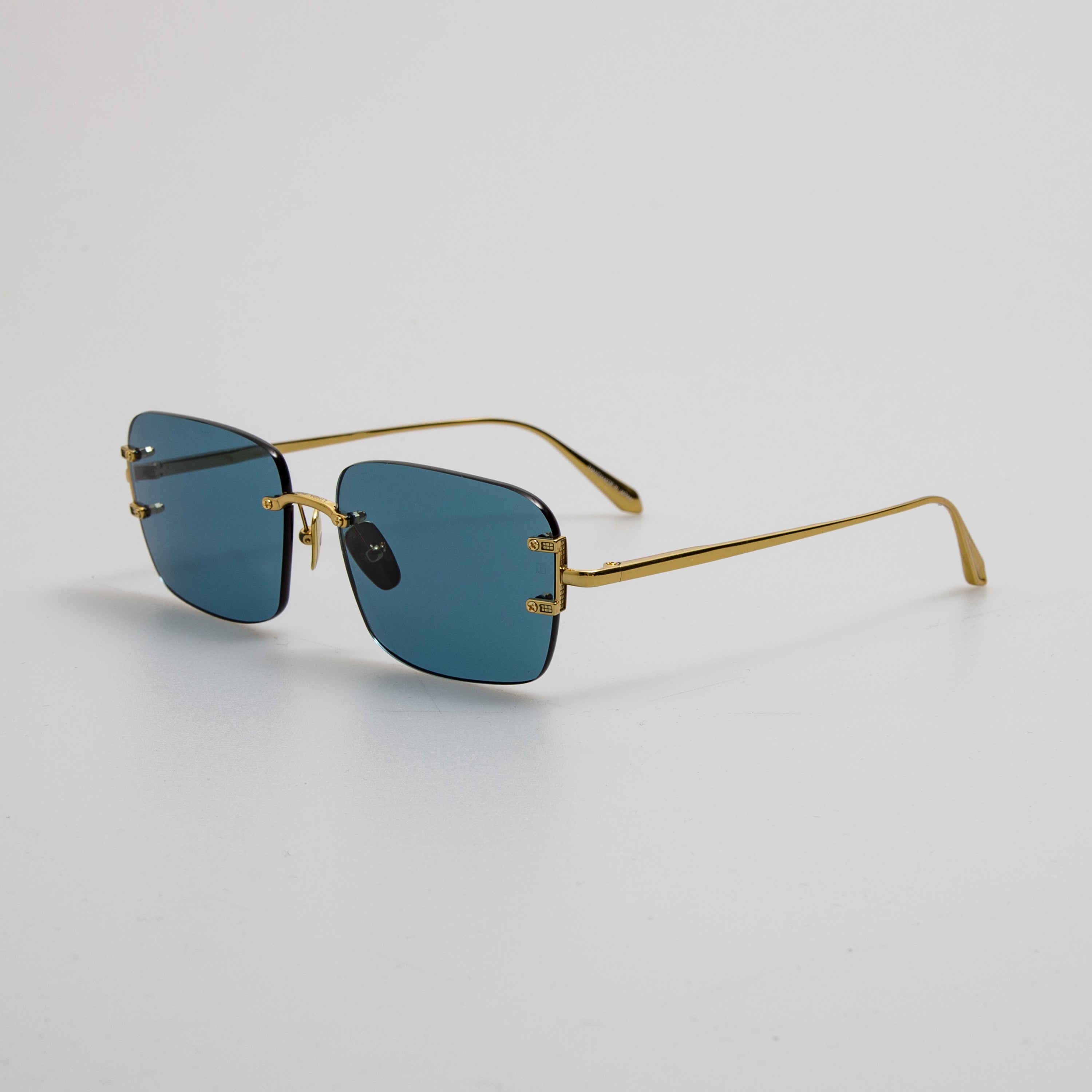 Sasha Square Sunglasses in 22K Yellow Gold and Acqua