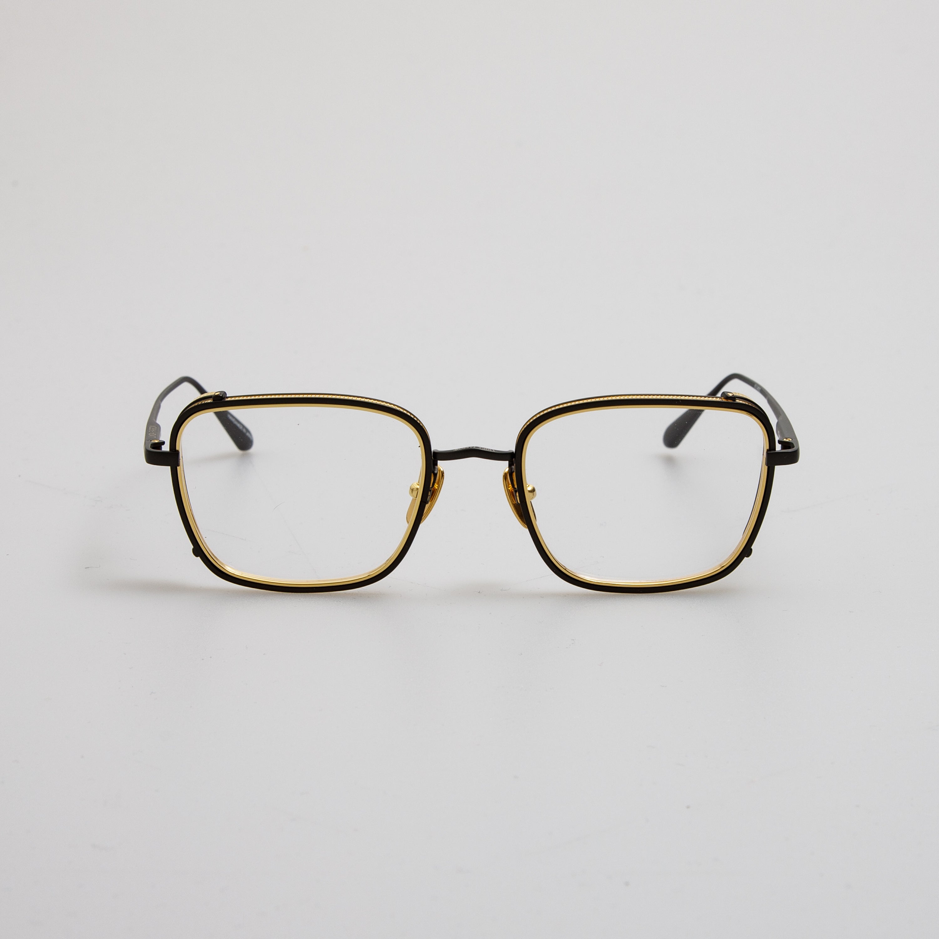 Ofer Rectangular Optical Frame in Matt Nickel and 22K Yellow Gold