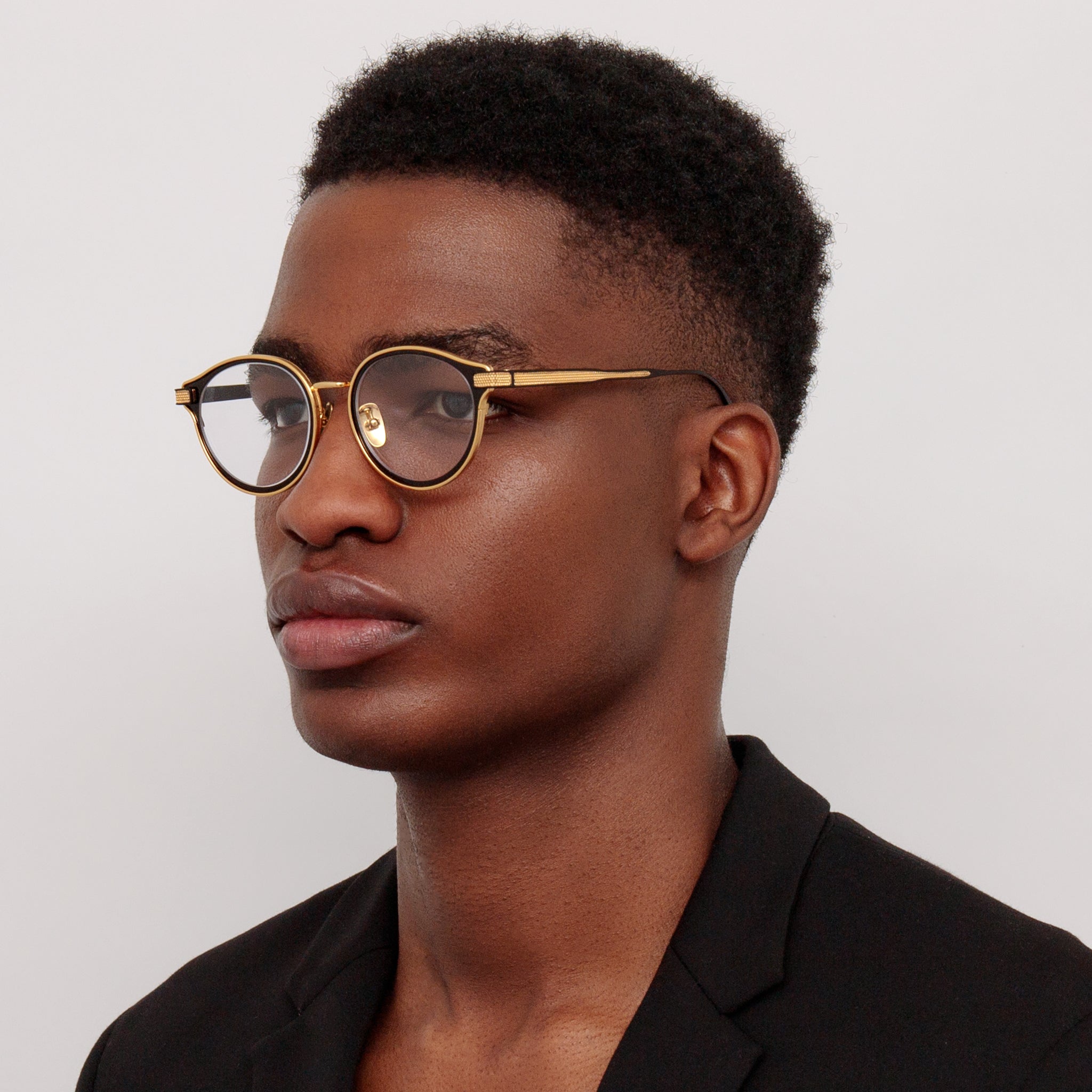Anthony Oval Optical Frame in Matt Nickel and 22K Yellow Gold
