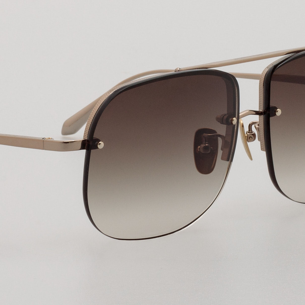 Seren Aviator Sunglasses in Mocha Gradient and 22K Light Gold