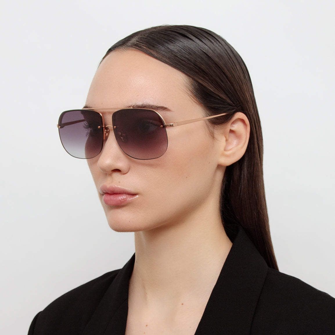 Seren Aviator Sunglasses in Grey and 18K Rose Gold
