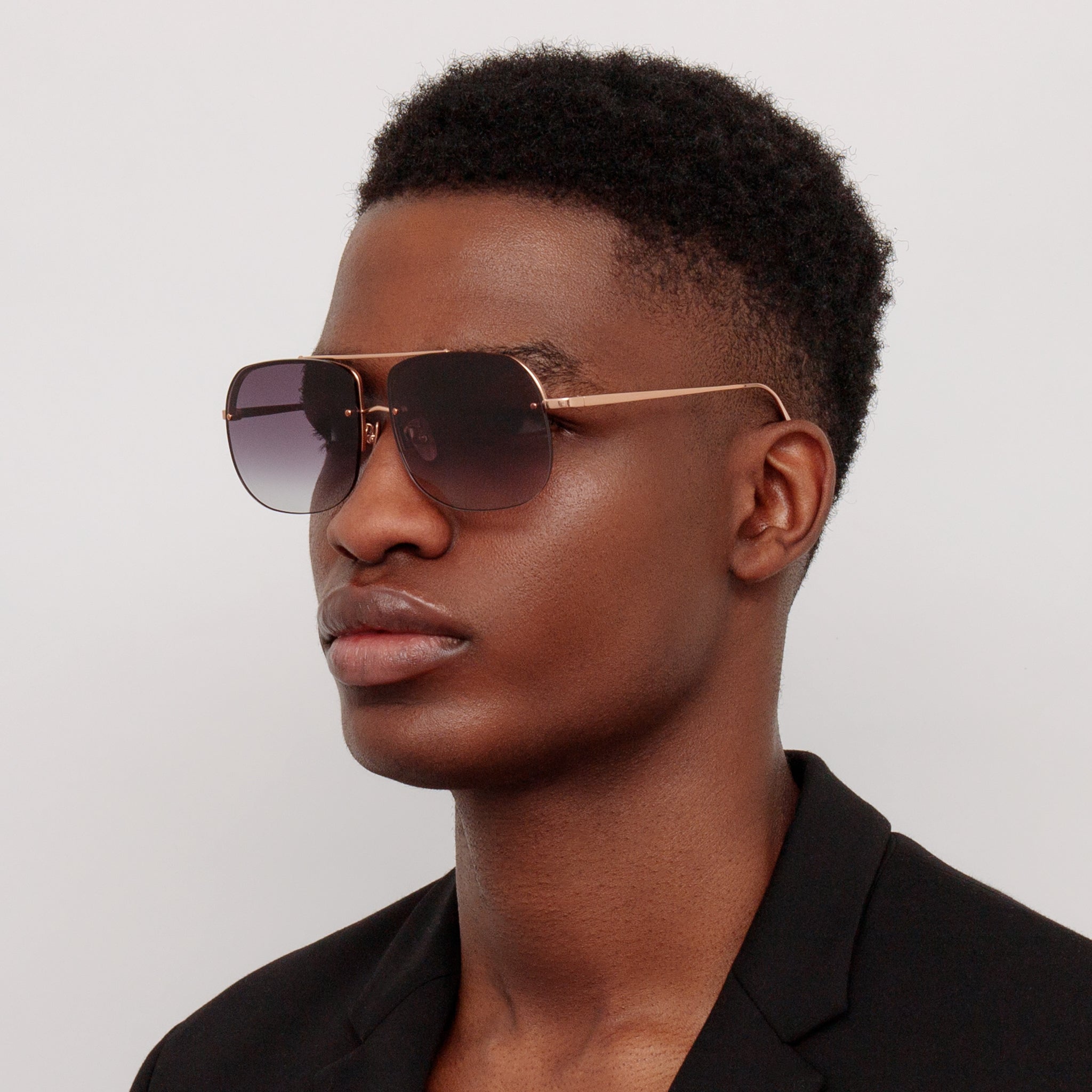 Seren Aviator Sunglasses in Grey and 18K Rose Gold