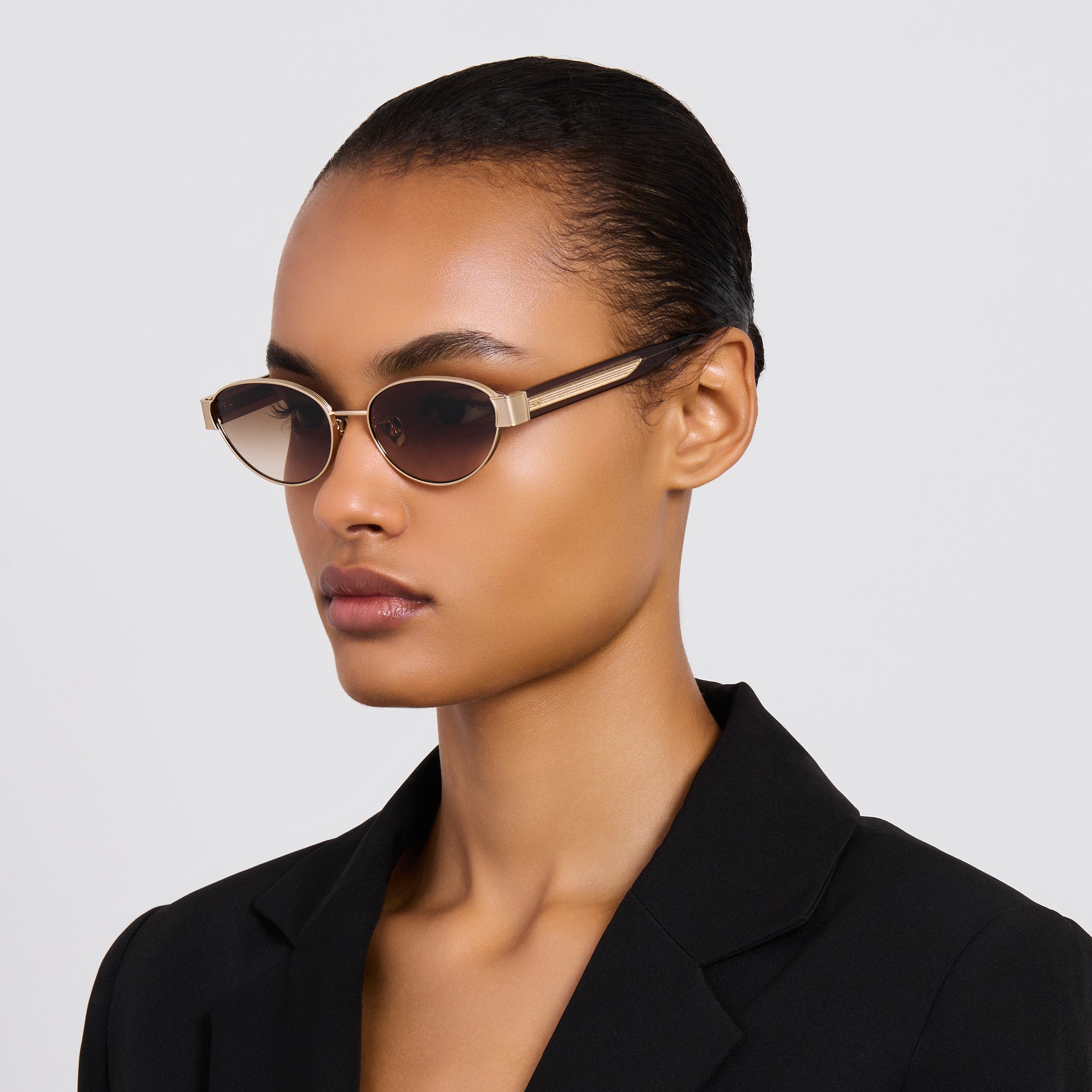 Sheri Sunglasses in Matt Champagne and Mocha