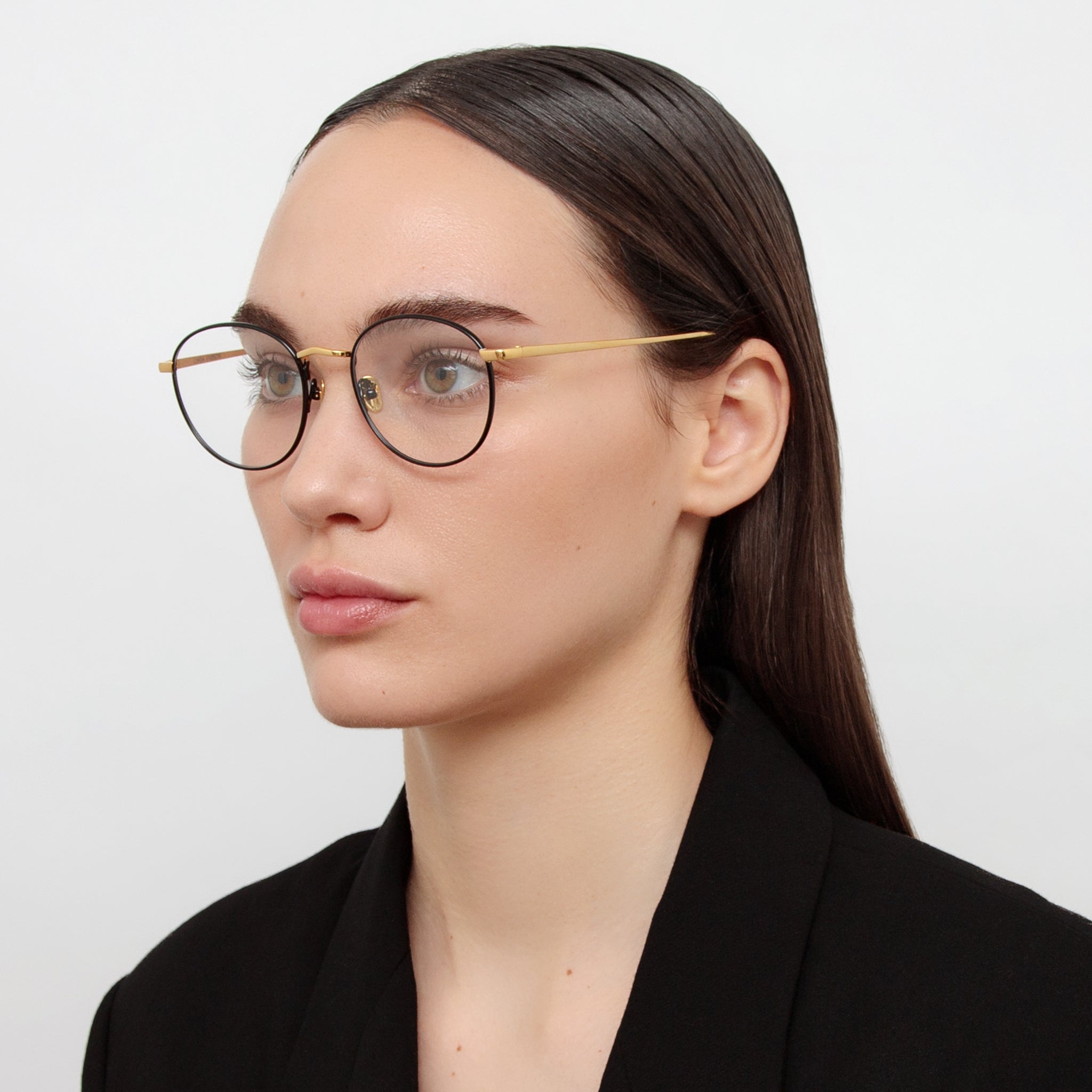 Harrison Optical Frame in Black and 22K Yellow Gold