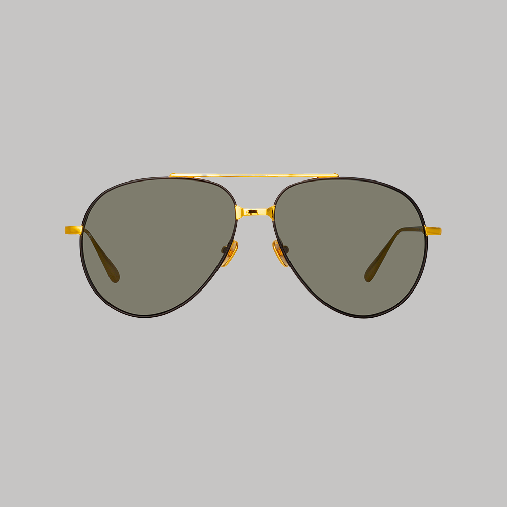 Marcelo Sunglasses in Black and 22K Yellow Gold