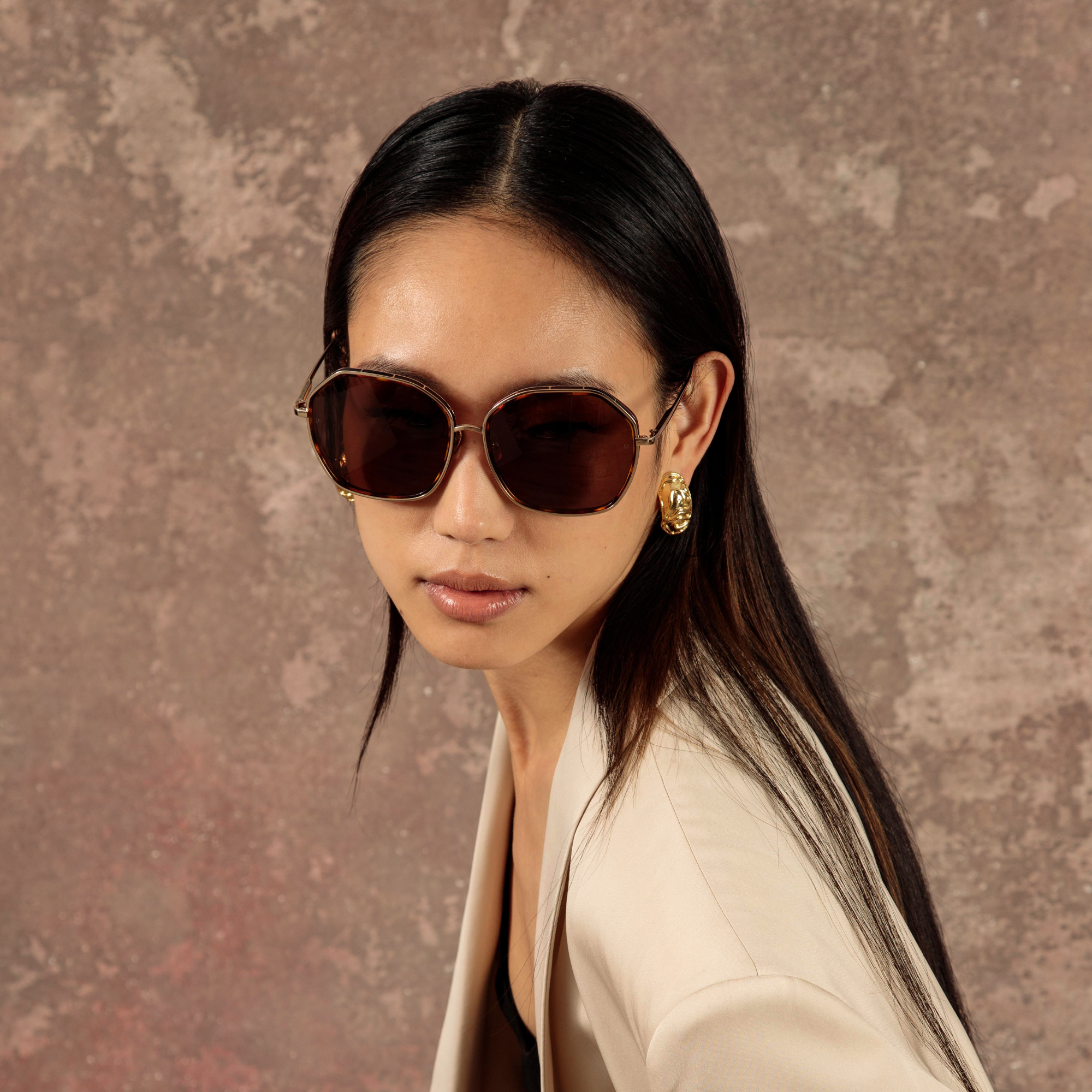 Rowe Sunglasses in 22K Gold and Brown