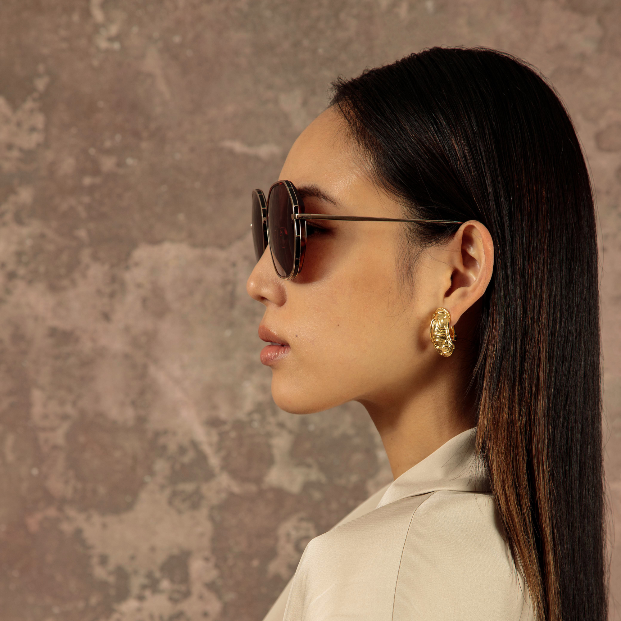Rowe Sunglasses in 22K Gold and Brown