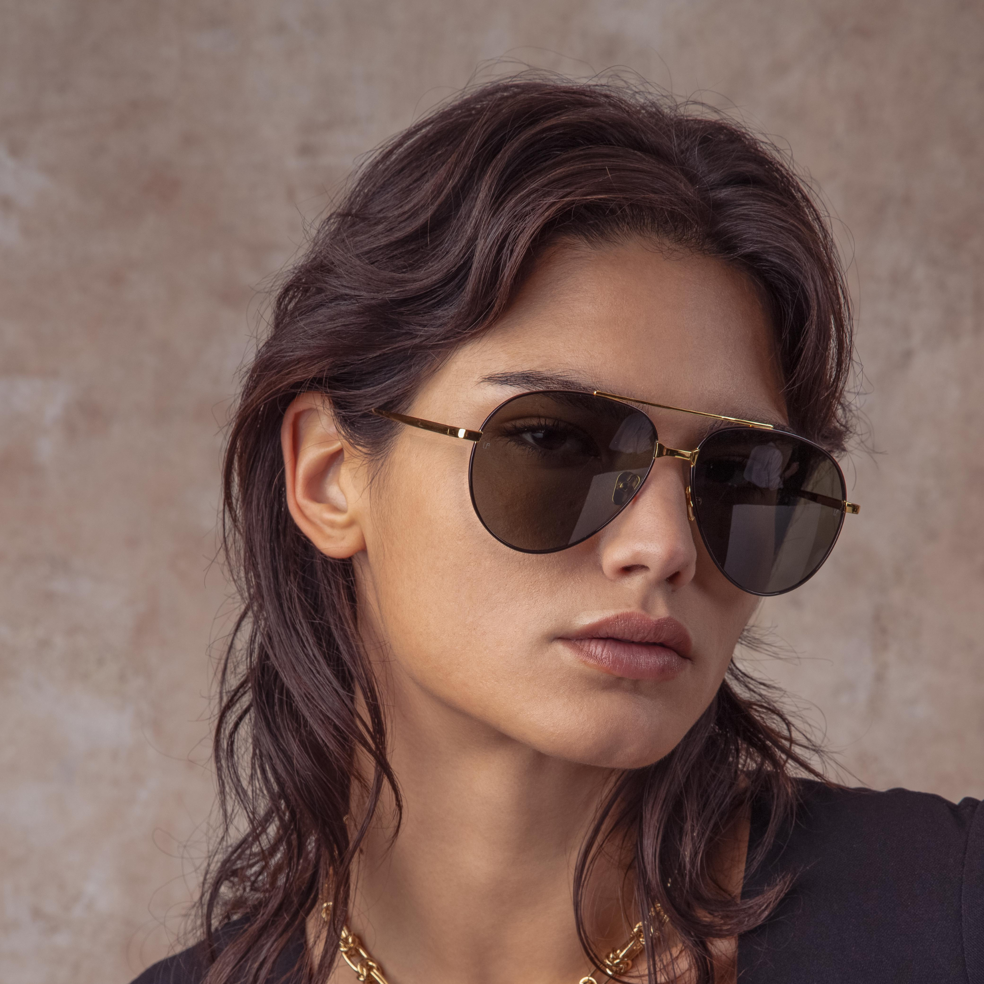 Marcelo Sunglasses in 22K Gold and Grey