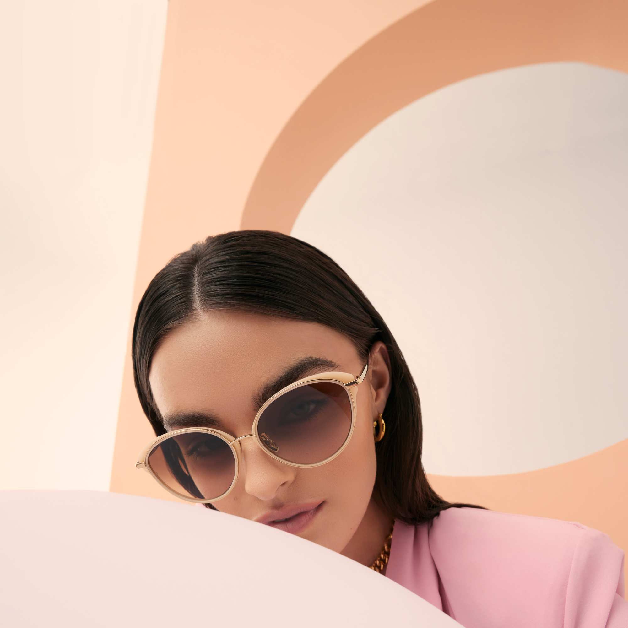 Song Sunglasses in 22K Light Gold and Peach