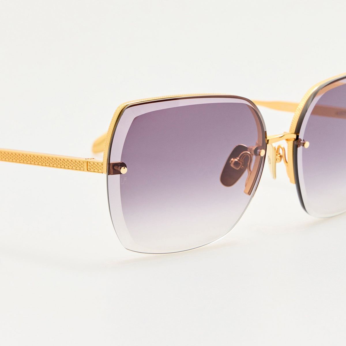 Ada Sunglasses in 22K Gold and Grey - LINDA FARROW-Sunglasses-