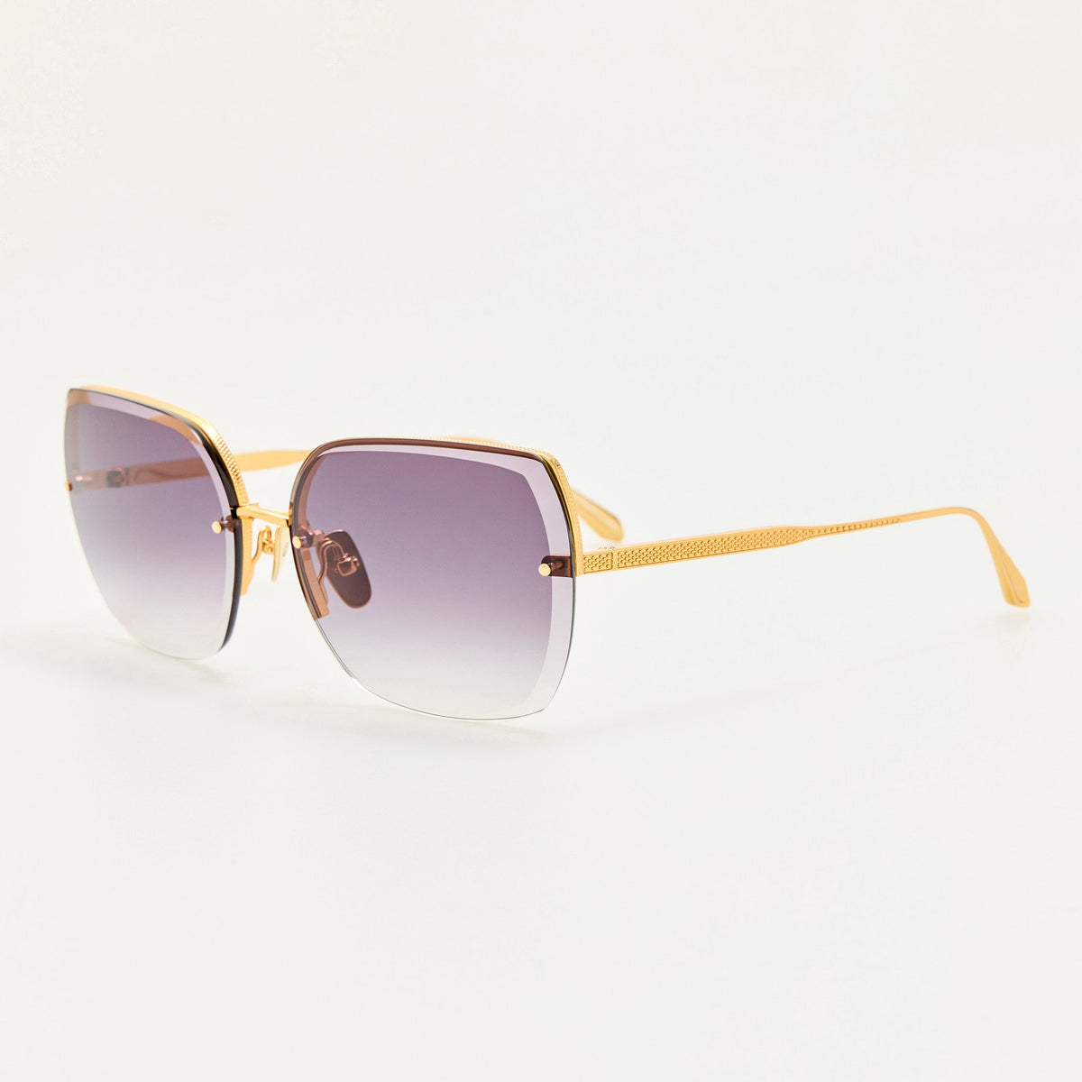 Ada Sunglasses in 22K Gold and Grey - LINDA FARROW-Sunglasses-