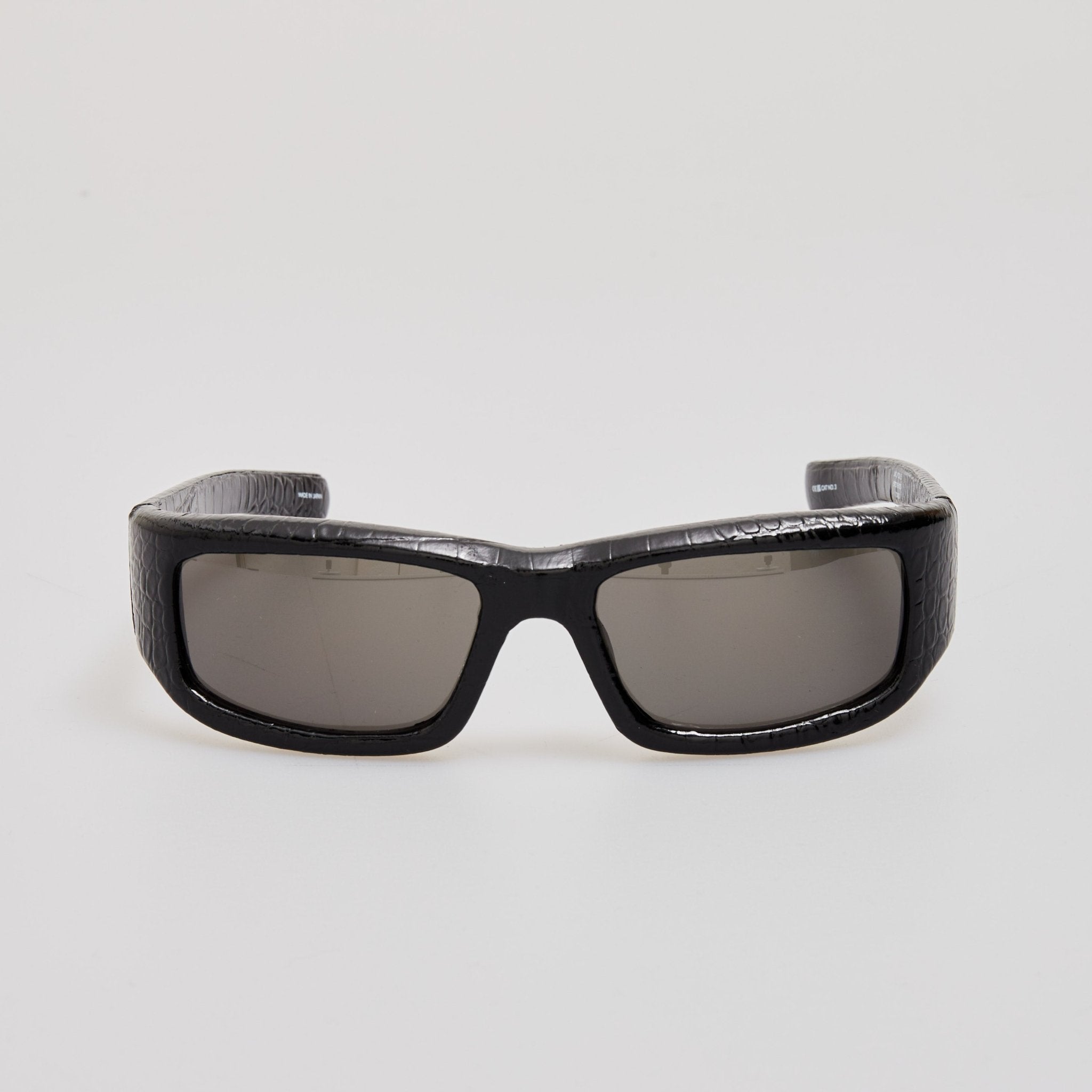 Aero Sunglasses in Black Crocodile - LINDA FARROW - Sunglasses -