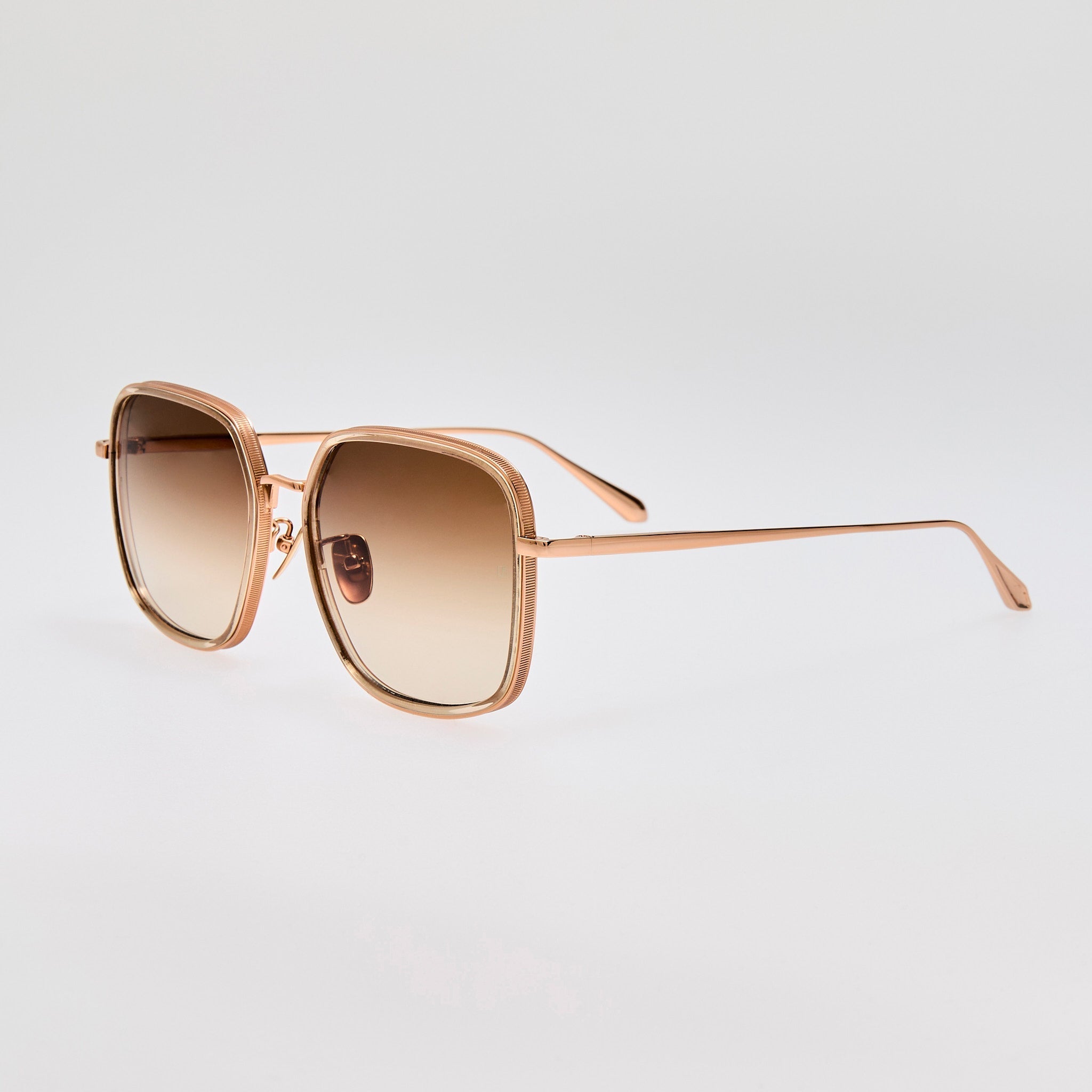 Alicia Sunglasses in 18K Gold and Camel - LINDA FARROW - Sunglasses -